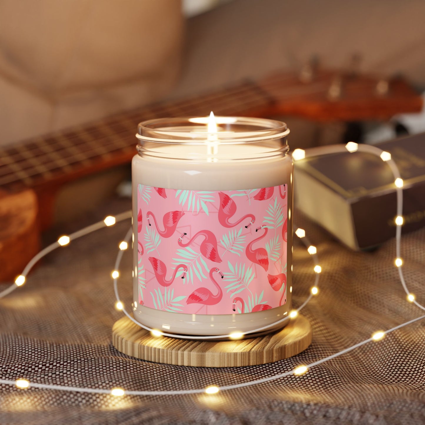 Scented Soy Candle, 9oz, Flamingo and White Palms