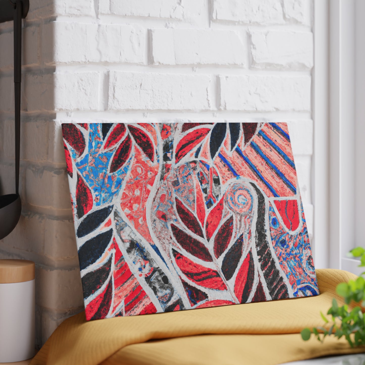 Glass Cutting Board, 2 sizes - Amazon Whimsy, Red