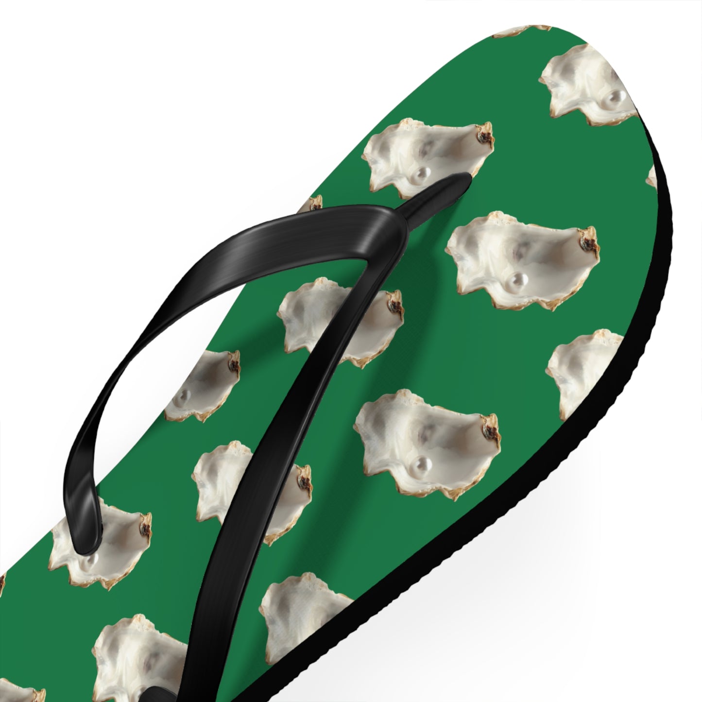 Flip Flops - White Pearl Oyster, dark green