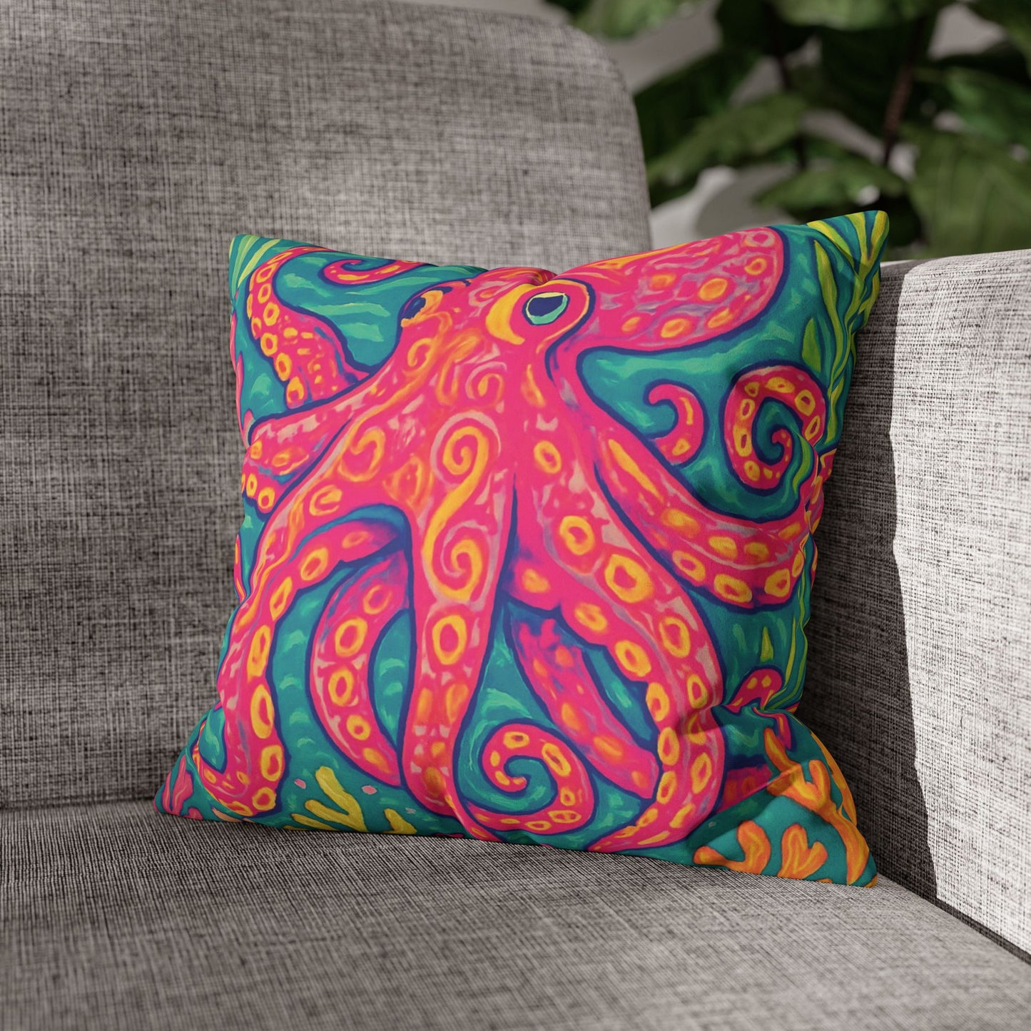 Faux Suede Square Pillowcase - Red Kraken Joe