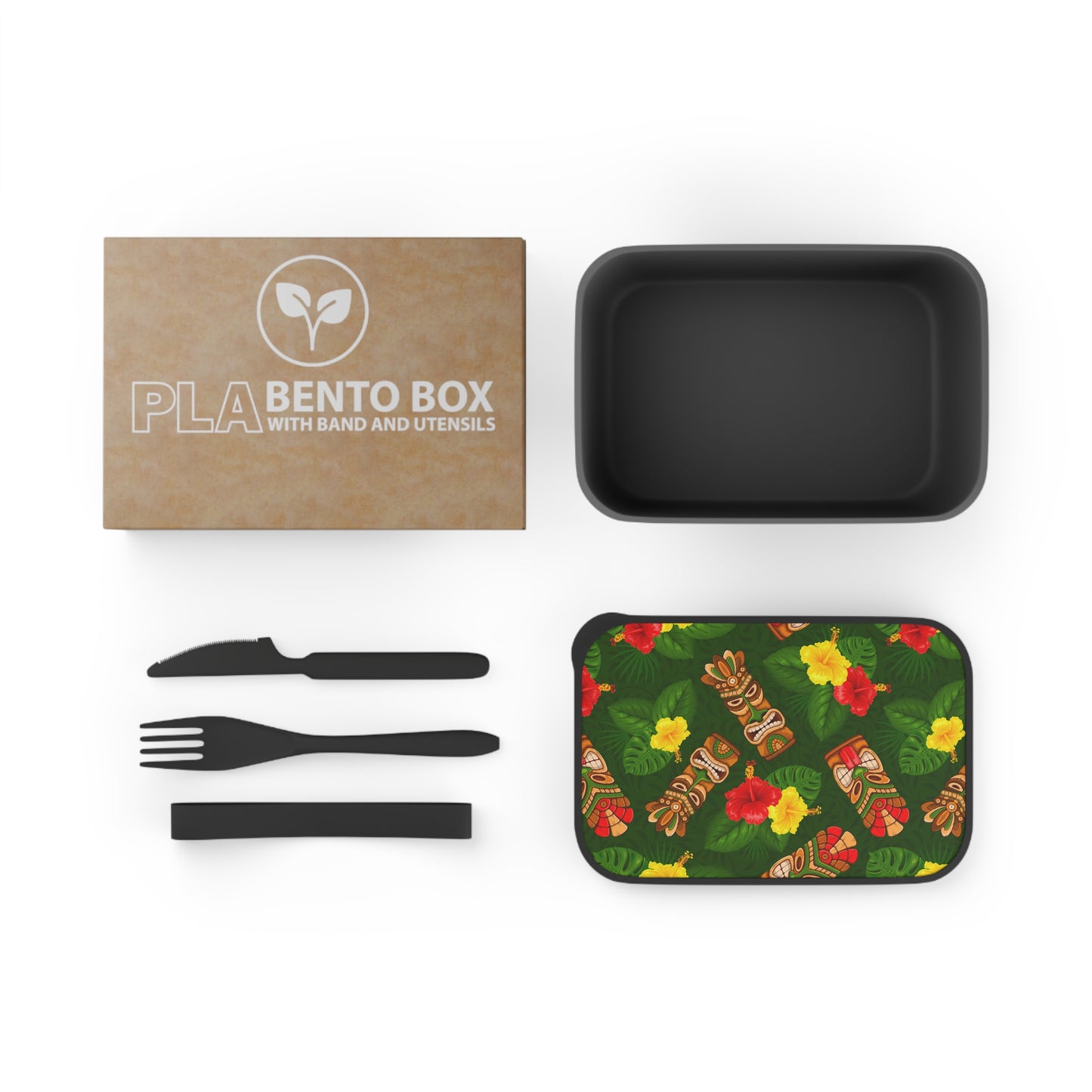 Bento Box with Utensils - Tiki Hibiscus Party