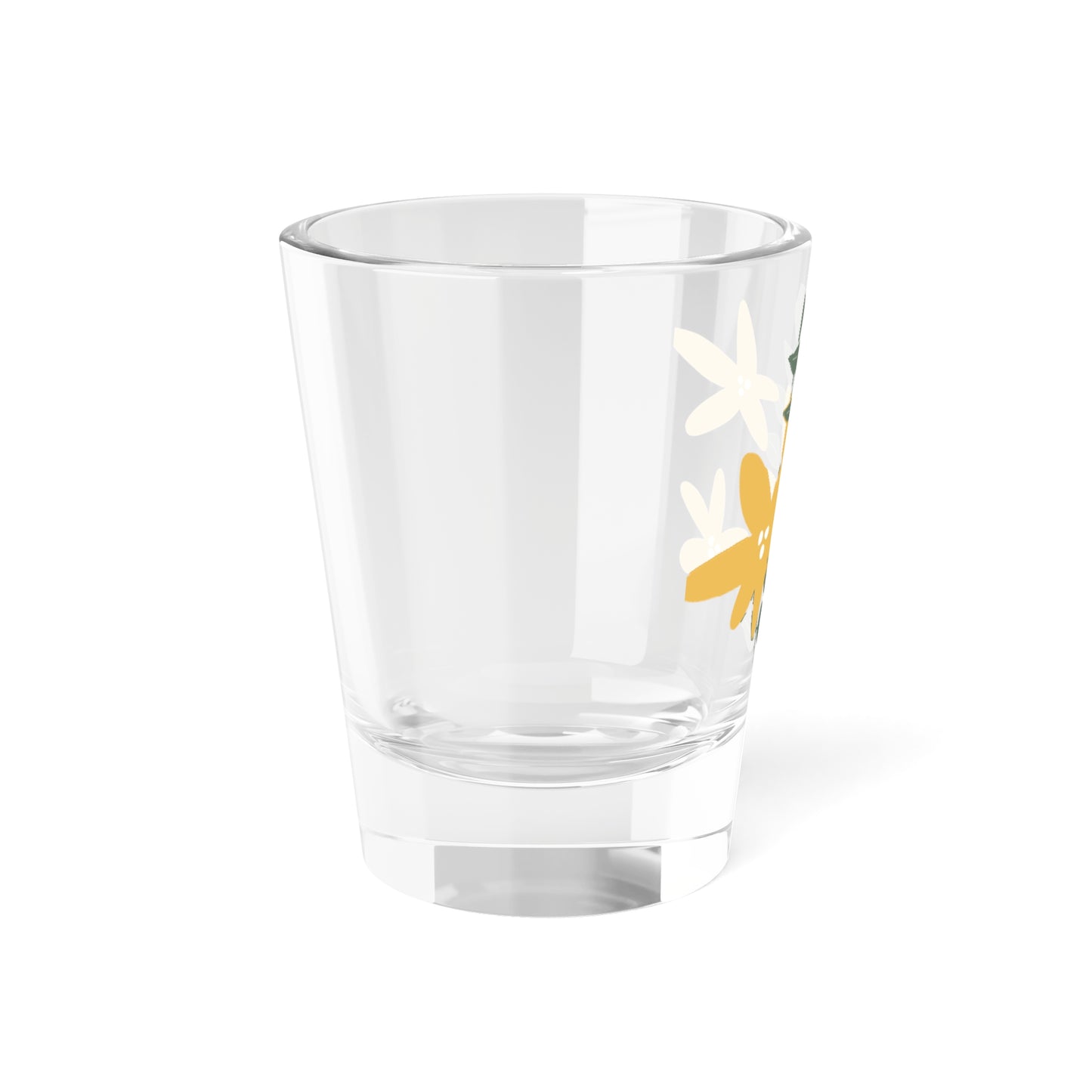 Clear Shot Glass, 1.5oz - Crazy Plants Yellow