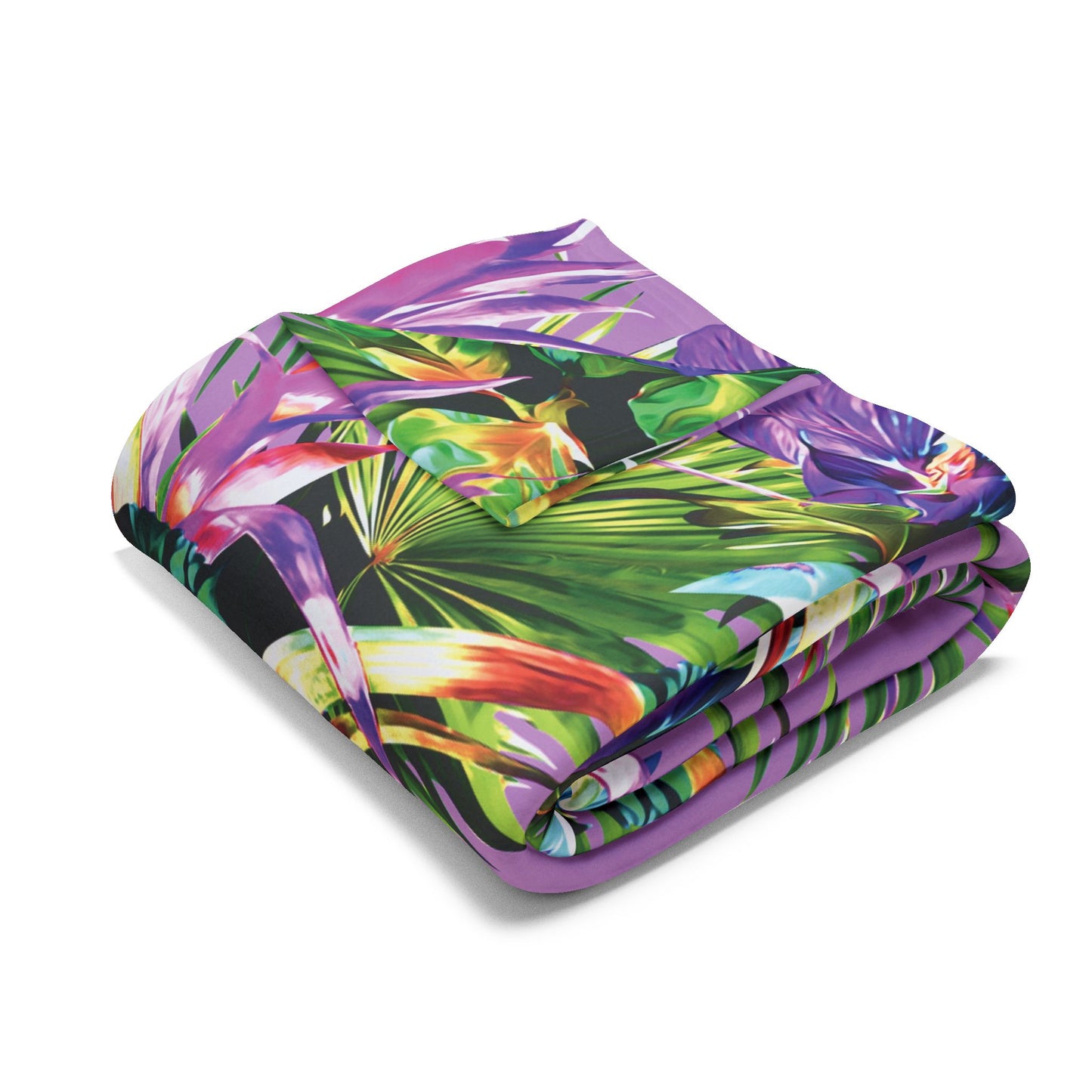 Purple Plant Palooza Fleece Blanket - Colorful Tropical Botanical Design