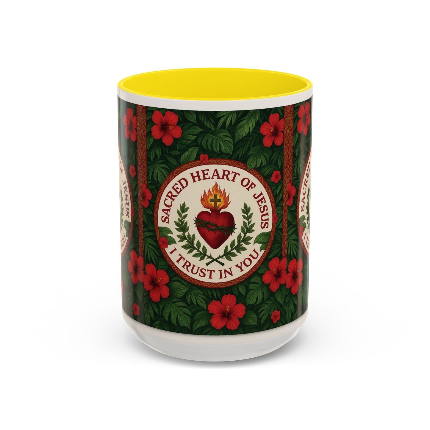 Religious Accent Color Coffee Mug (11, 15oz) / Sacred Heart of Jesus Prayer, Various Colors