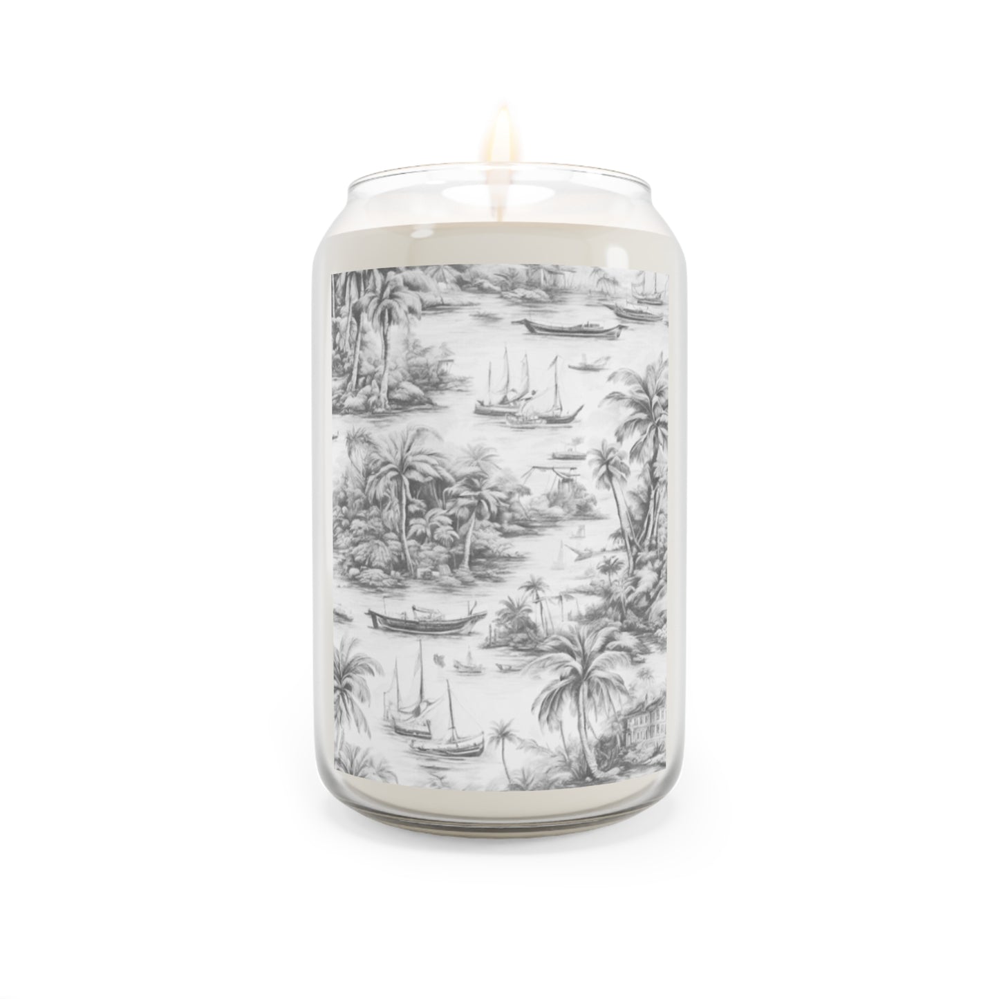 Scented Candle, 13.75oz - Tropical Toile, Soft Black