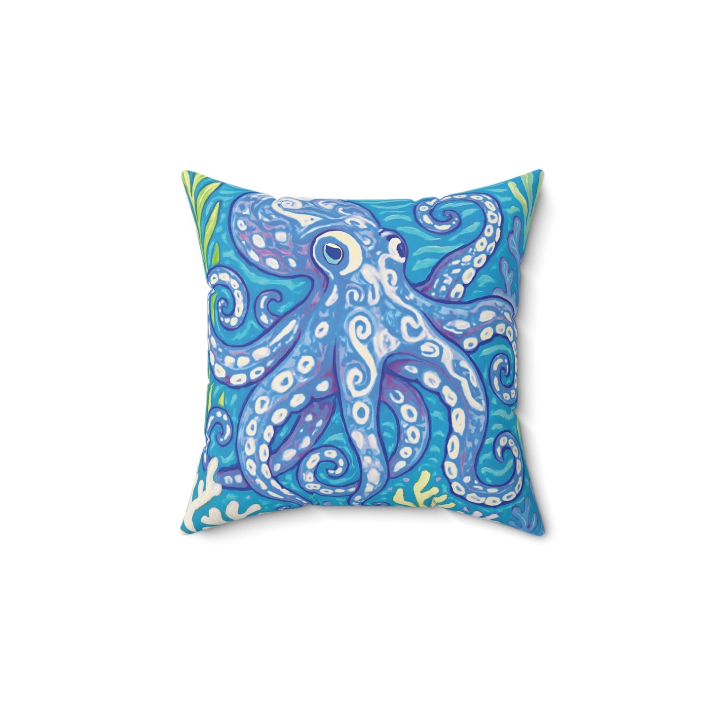 Decorative Pillow - Accent Cushion, 4 Sizes / Octopus Kraken Joe, Blue