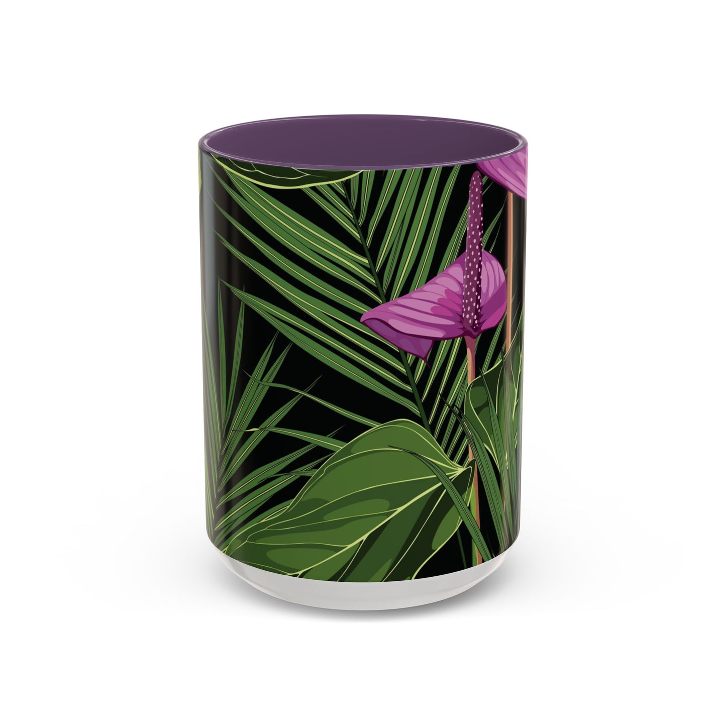 Accent Coffee Mug - Fun Tropical Drinkware for Flower Vibes /Anthurium and Palm