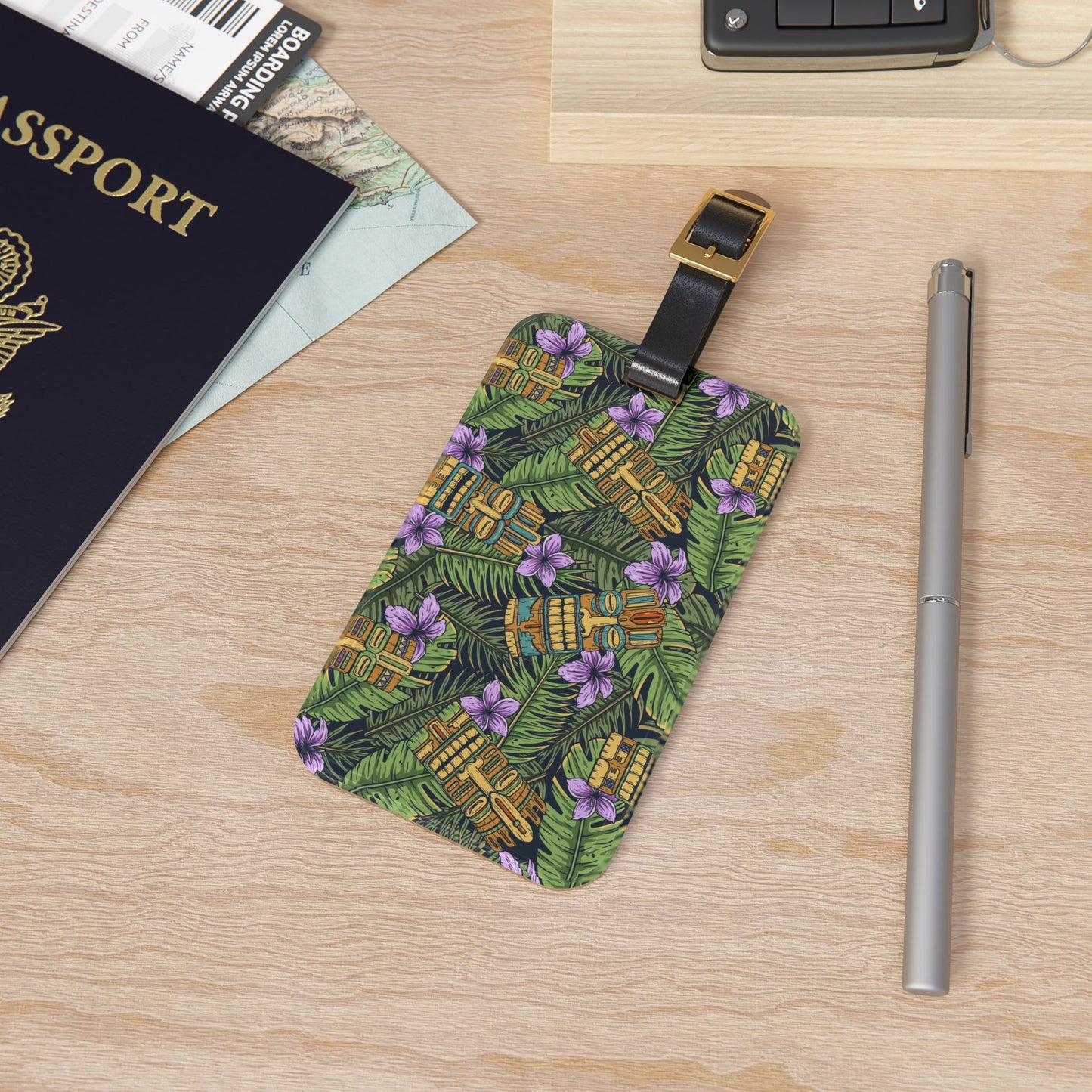 Luggage Tag - Tiki Purple Greenery