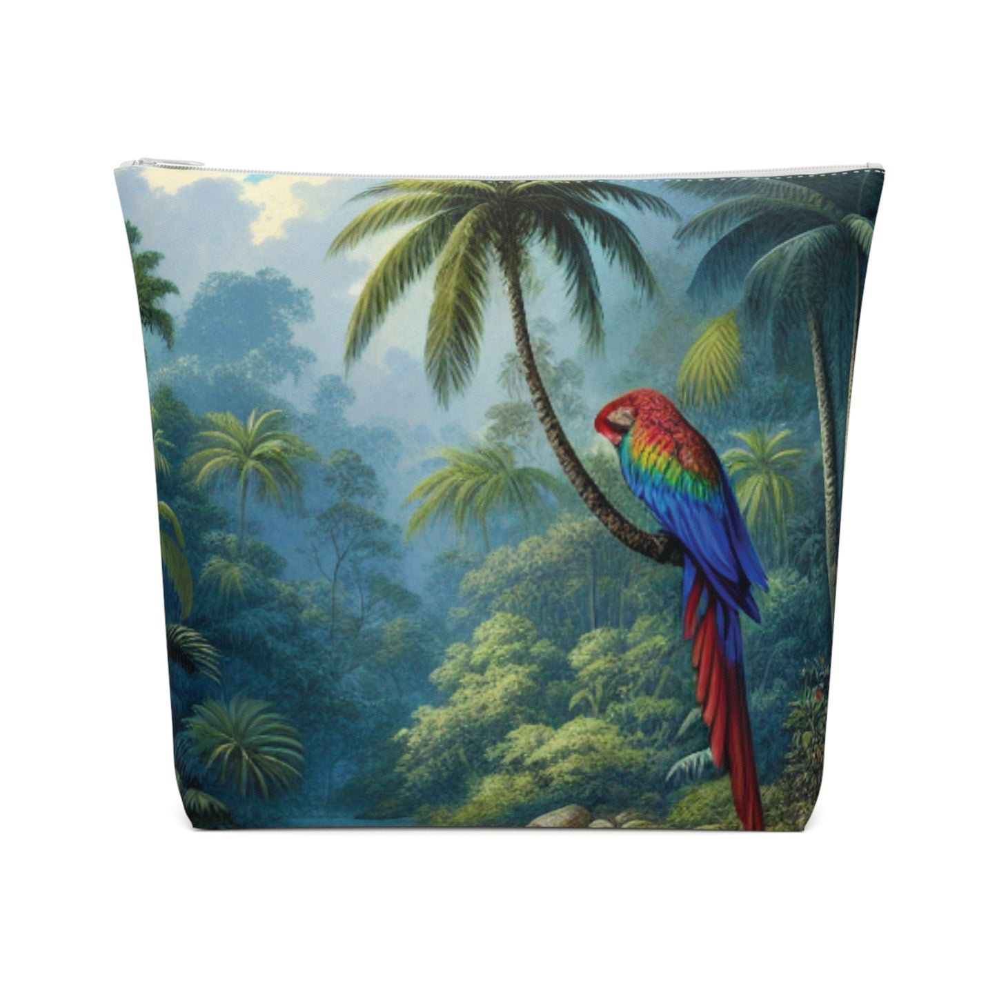 Tropical Cotton Cosmetic Bag, Makeup Pouch, 5 Sizes / Sleeping Beauty Parrot