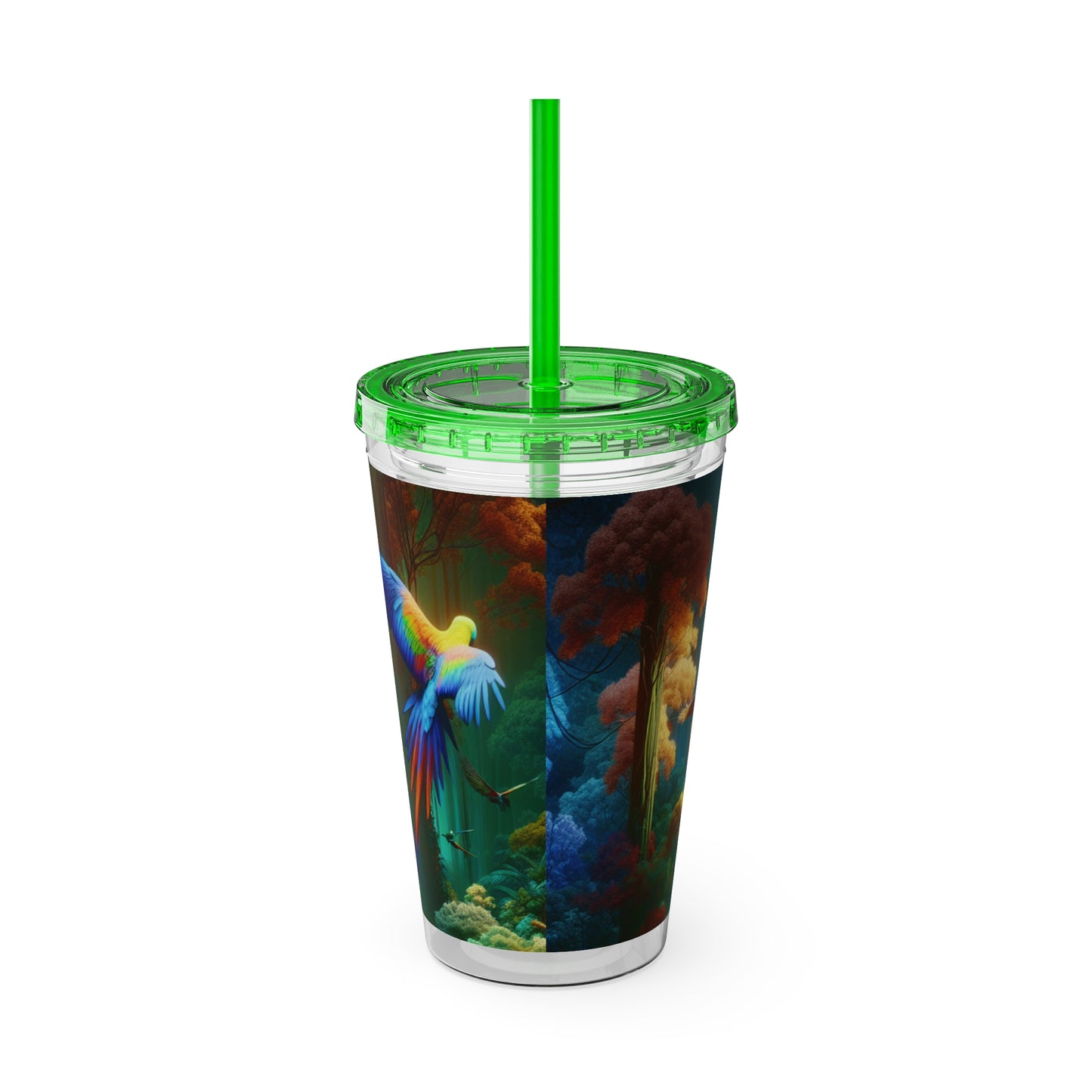 Tropical Tumbler with Straw | 16oz Colorful Travel Cup / Flight School