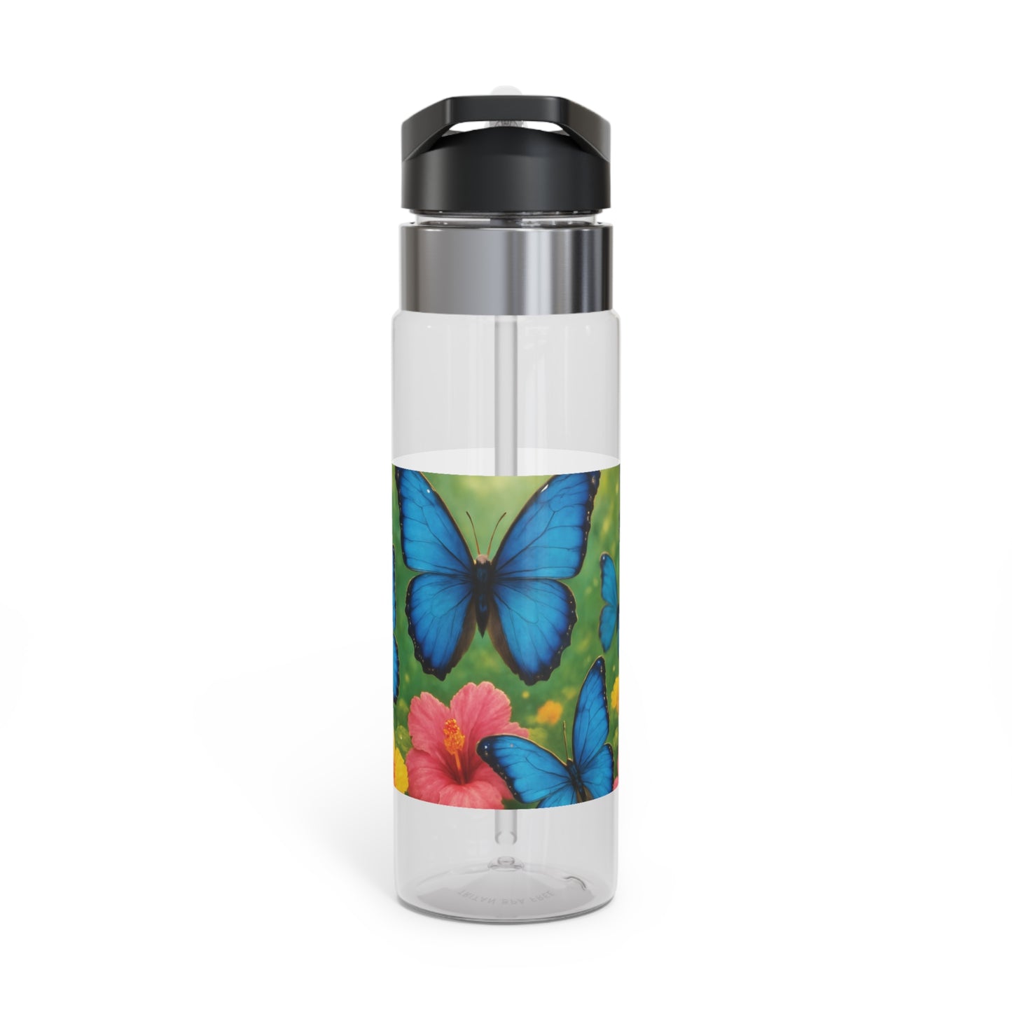 Tropical 20oz Tritan Sport Water Bottle -  Leakproof, Lightweight, BPA-Free / Morpho Butterflies Flight