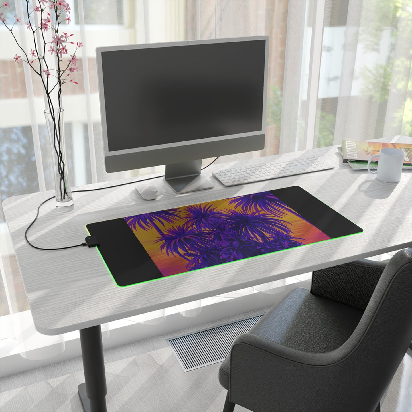 LED Gaming Mouse Pad With Vibrant RGB Lighting, 4 Sizes / Tiny Palm Island, Pop