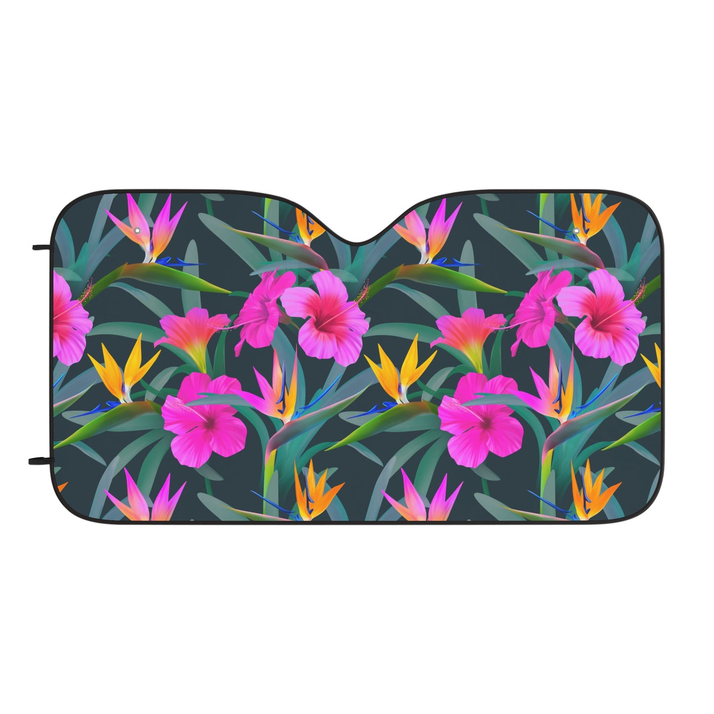 Tropical Floral Car Sun Shades / Brilliant Pink Paradise Flowers