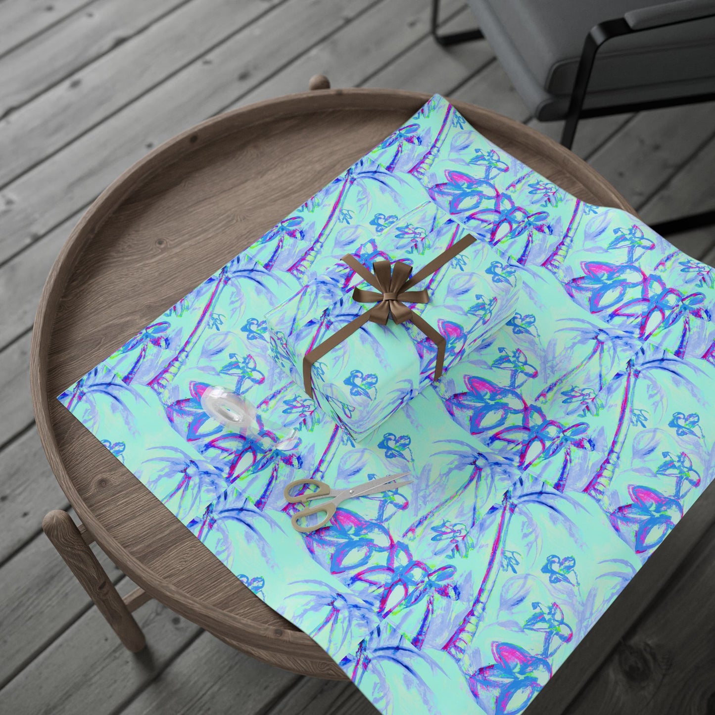 Wrapping Paper - Tropical Gift Wrap for All Occasions, 3 Sizes/2 Finishes / Tropical Doodles, Blue
