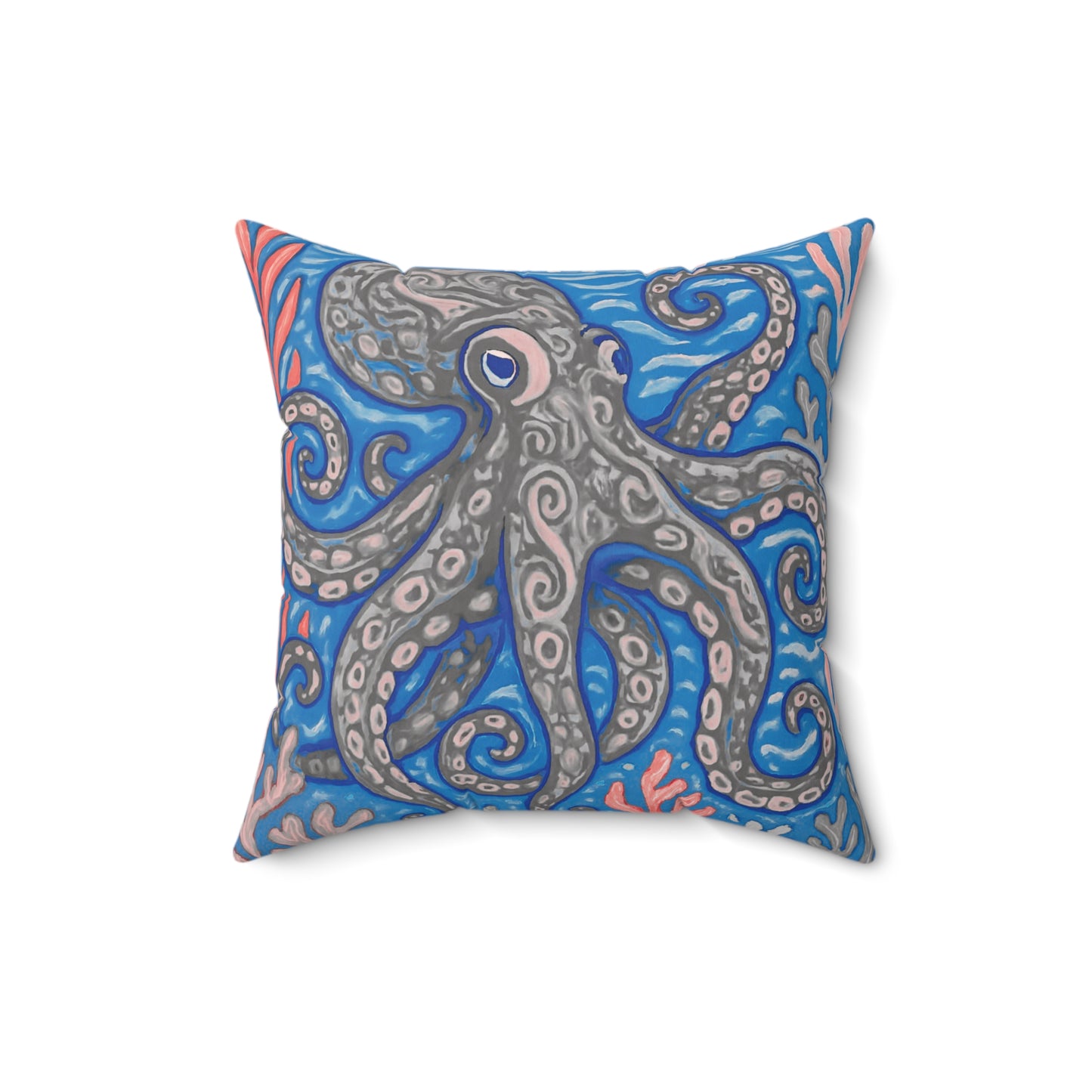 Decorative Pillow - Accent Cushion, 4 Sizes / Octopus Kraken Joe, Slate