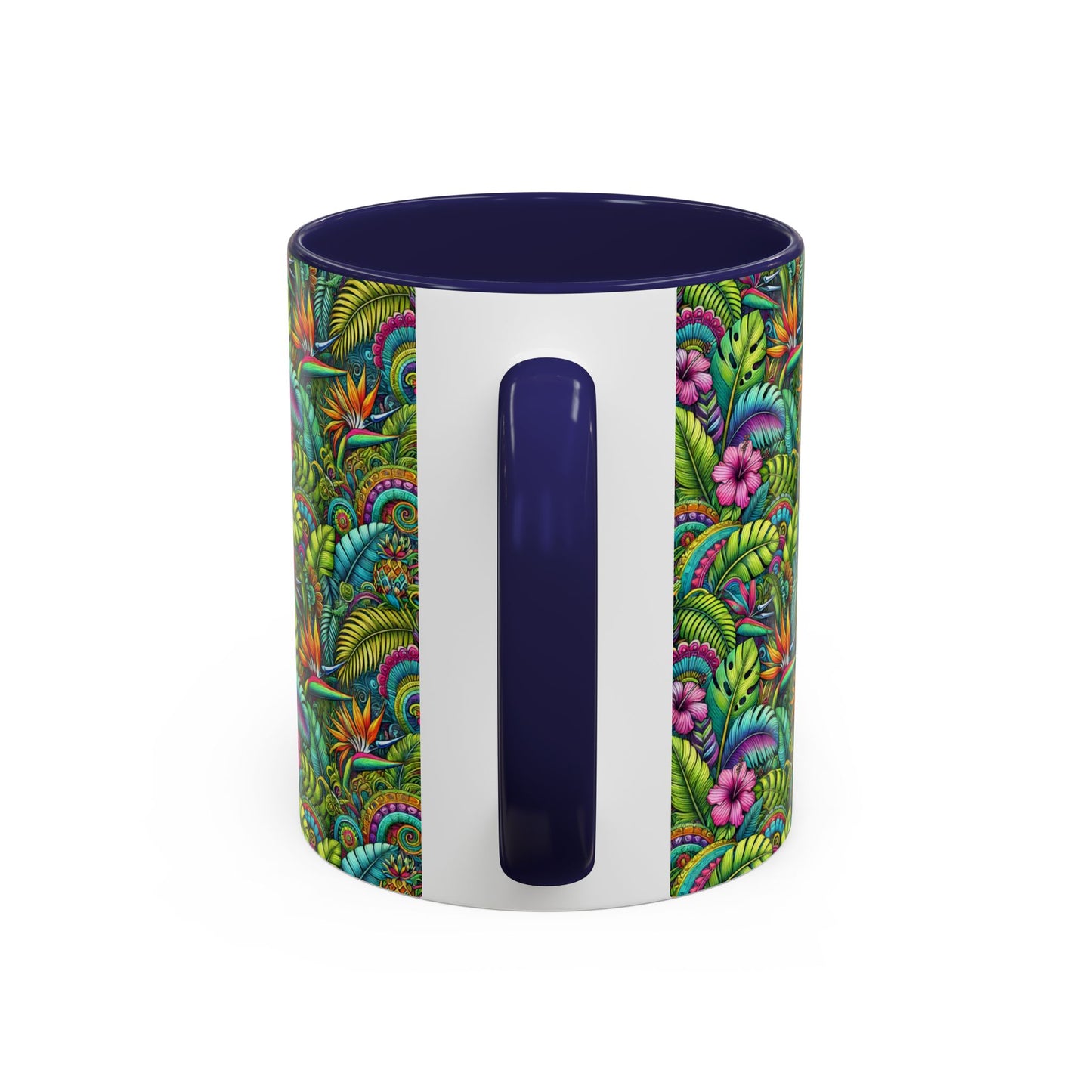 Accent Color Coffee Mug (11, 15oz), Rainforest Blooms, Various Colors