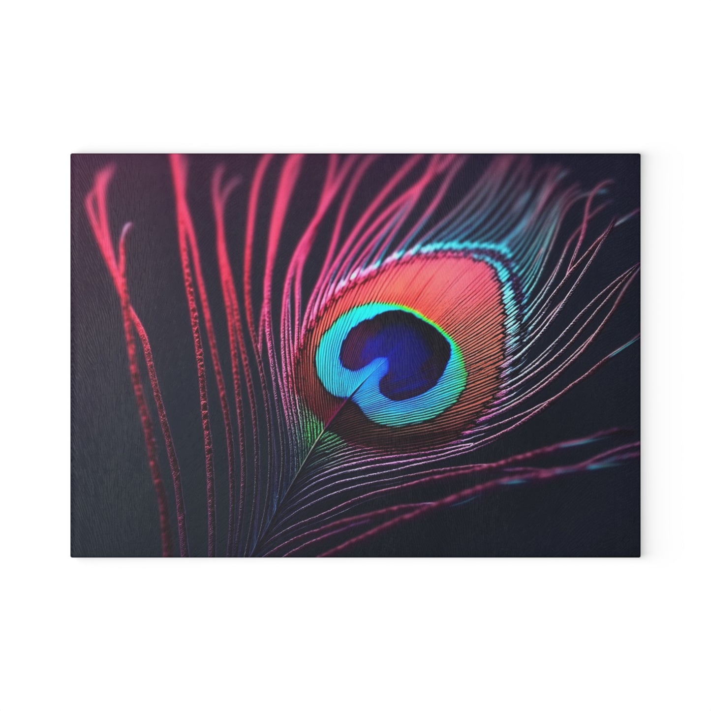 Glass Cutting Board, 2 sizes - Peacock Eye Feather, Magenta