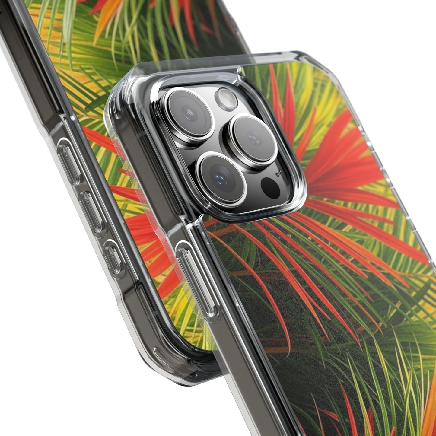 Red Flame Palm Magnetic Clear Phone Case, Many Models