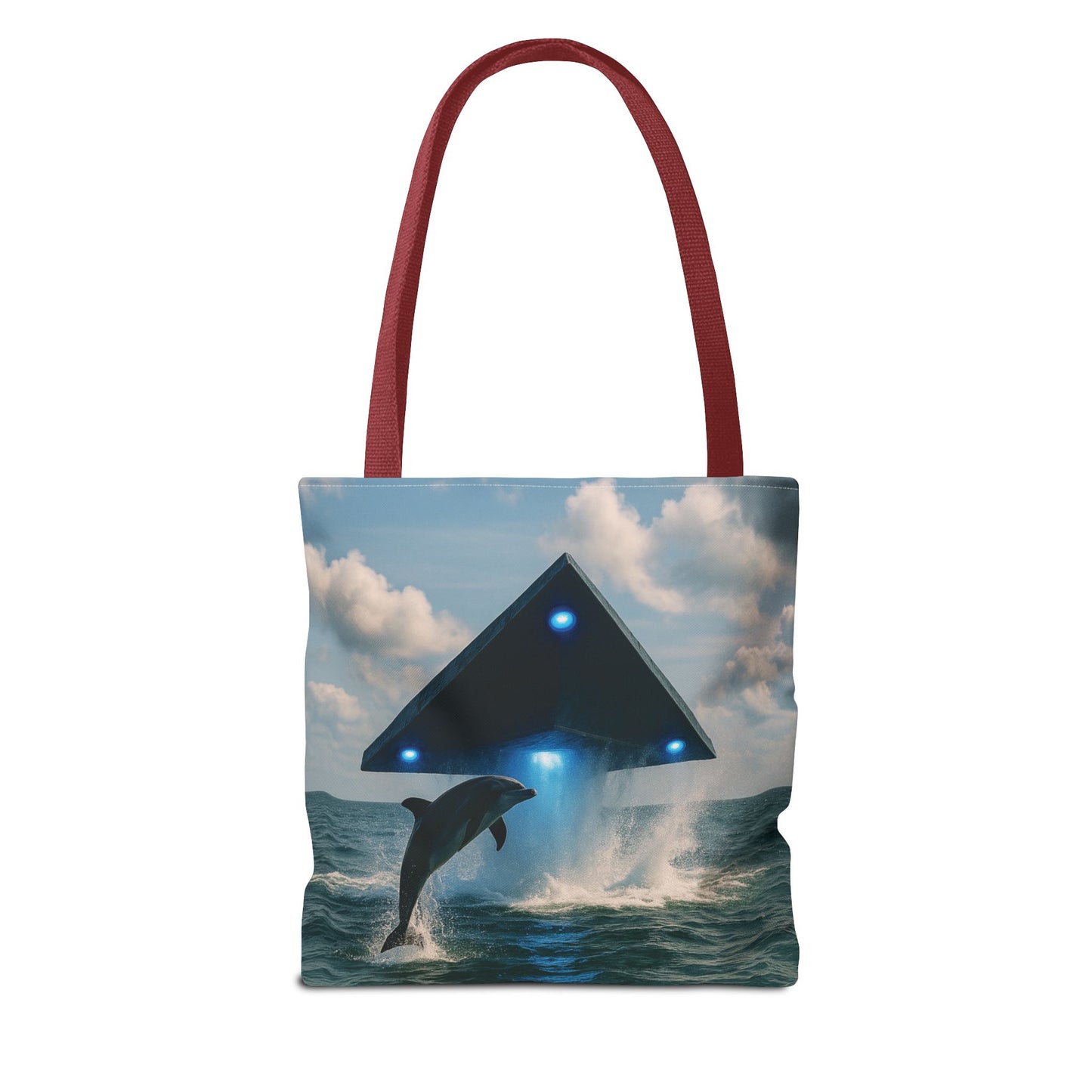 UFO and Dolphin in Ocean Tote Bag - 3 Sizes
