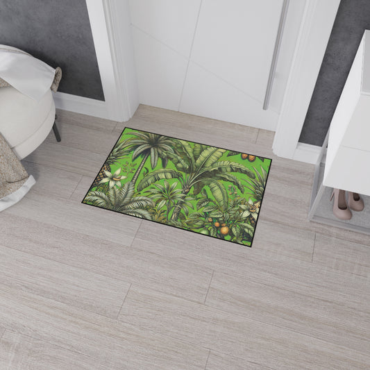 Heavy Duty Floor Mat, 5 Sizes – Tropical Area Rug for Home Décor / Tropical Fruit, Green