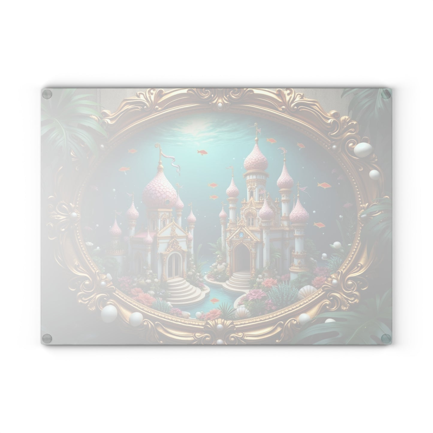 Glass Cutting Board, 2 sizes - Mermaid Palace, Caribbean Sea