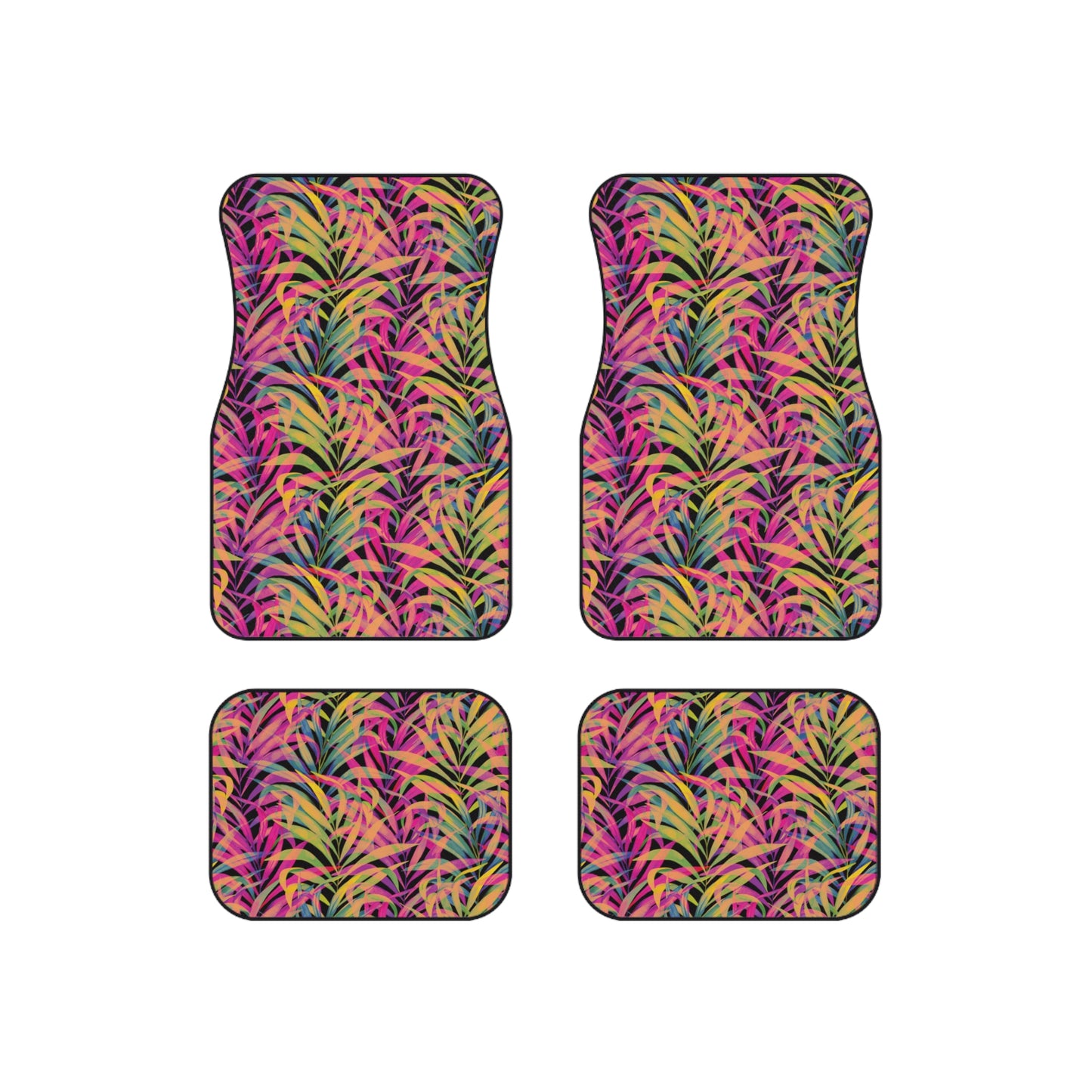 Tropical Rainbow Fronds Car Floor Mats - SET of 4, Front and Back