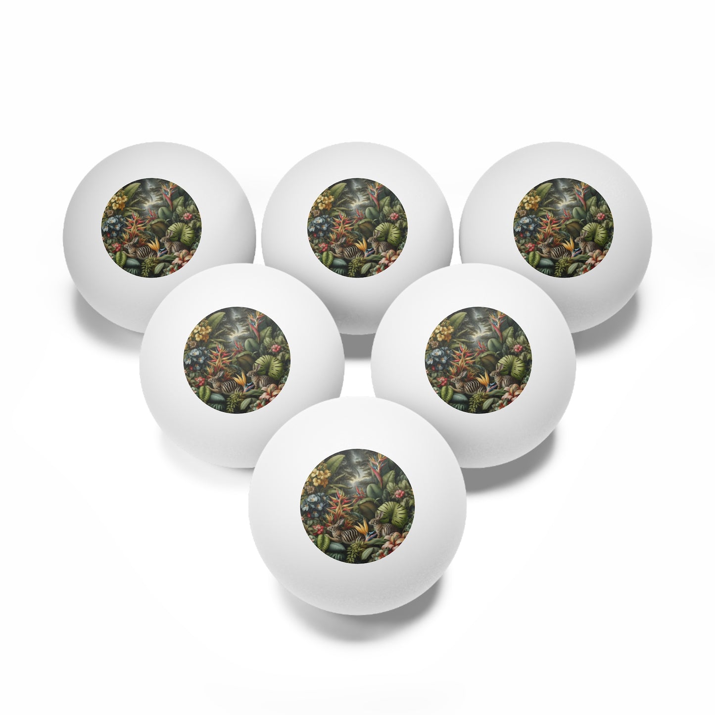 Tropical Paradise Ping Pong Balls - 6 Pack / Rainforest Rabbit Outing