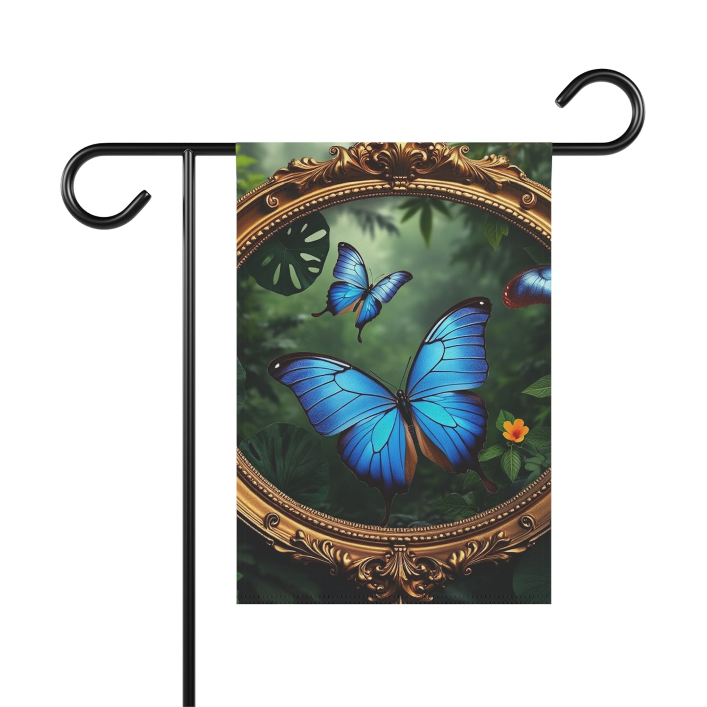 Tropical Garden Flag - Perfect for Outdoor Decor / Framed Monarch Butterflies