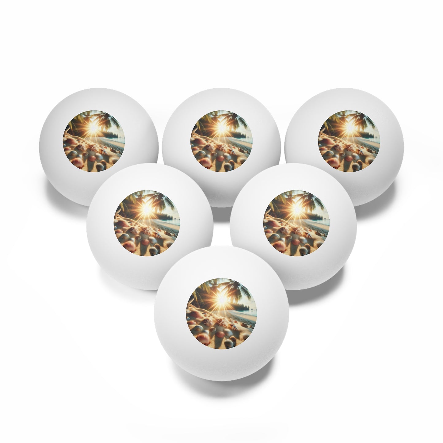 Tropical Paradise Ping Pong Balls - 6 Pack with Shell Beach