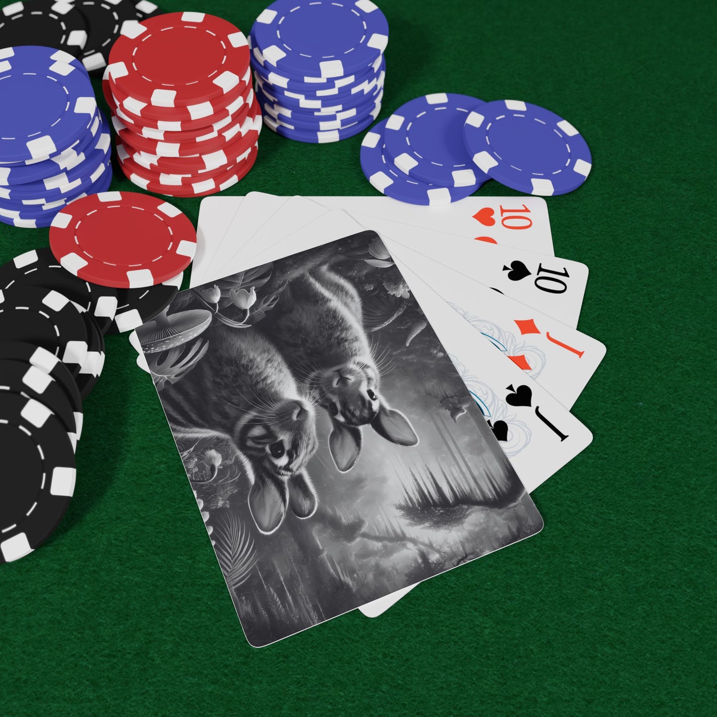 Poker Playing Cards -  Tropical Sumatran Rabbits/Slate