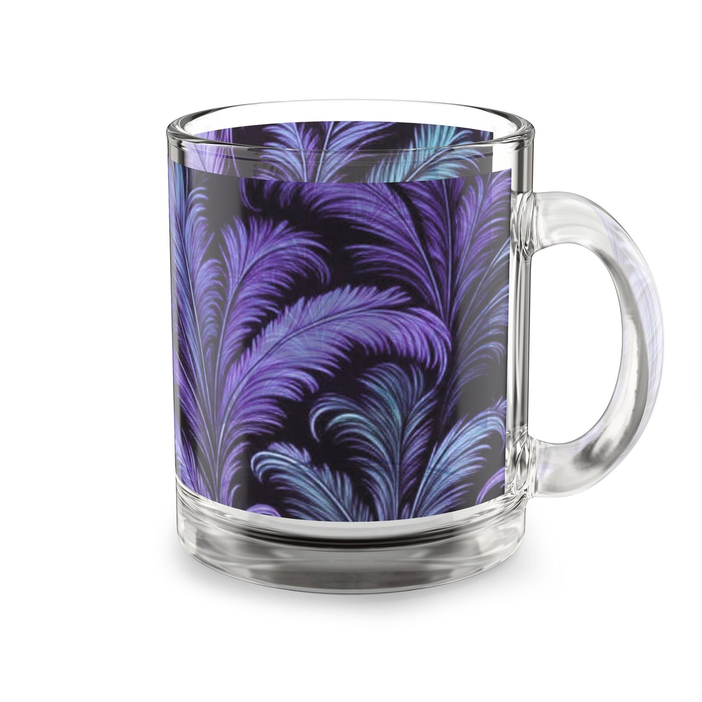 Tropical Glass Mug - 10oz Coffee Cup / Rocco Purple