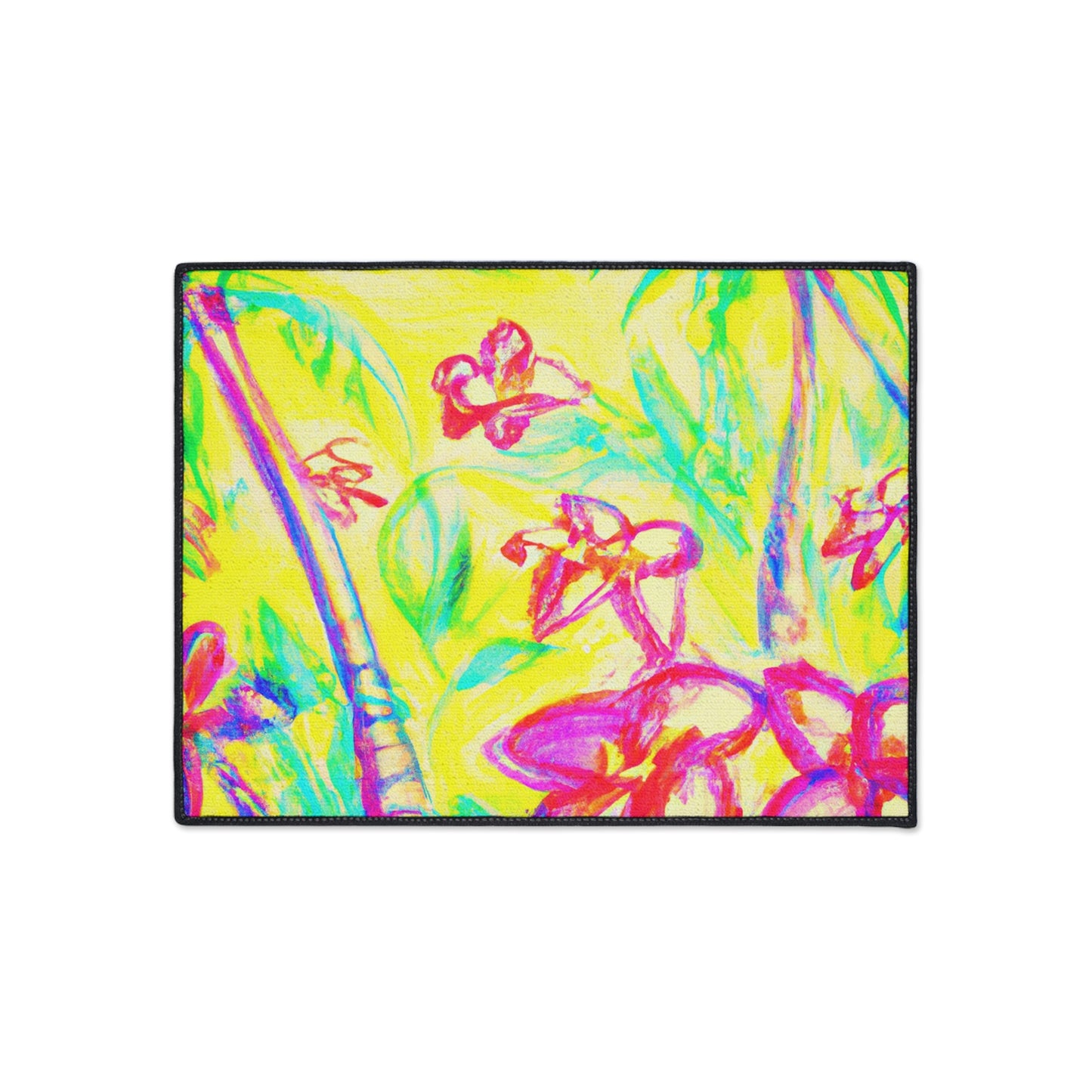 Heavy Duty Floor Mat, 5 Sizes – Tropical Area Rug for Home Décor / Tropical Doodles, Yellow