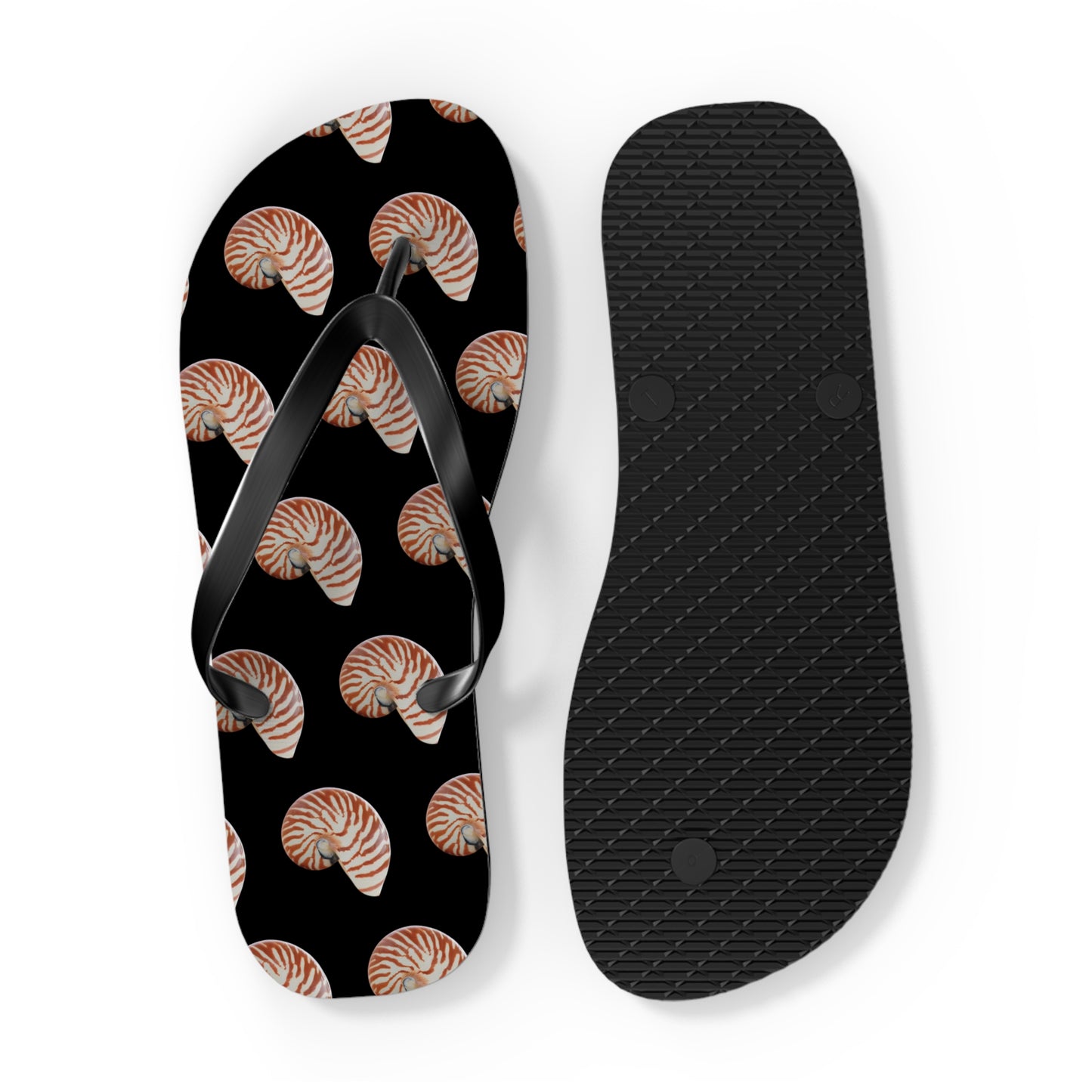 Flip Flops - Tiger Stripe Nautilus Shell, black