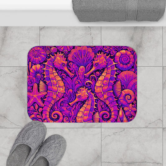 Seahorse Trio/Heatwave Bath Mat, 2 Sizes - Tropical Vibes for Home Decor