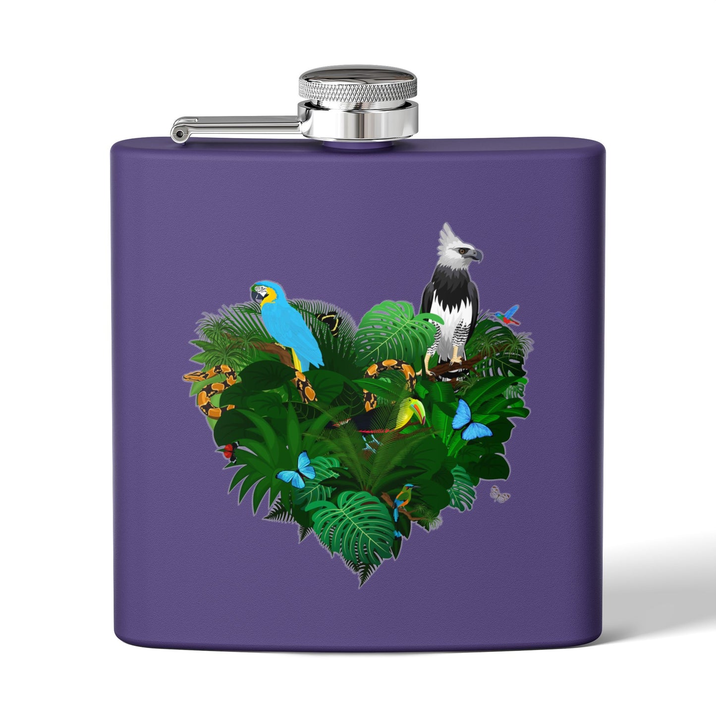 Tropical Stainless Steel 6 oz. Flask, Many Colors  – Rainforest Love