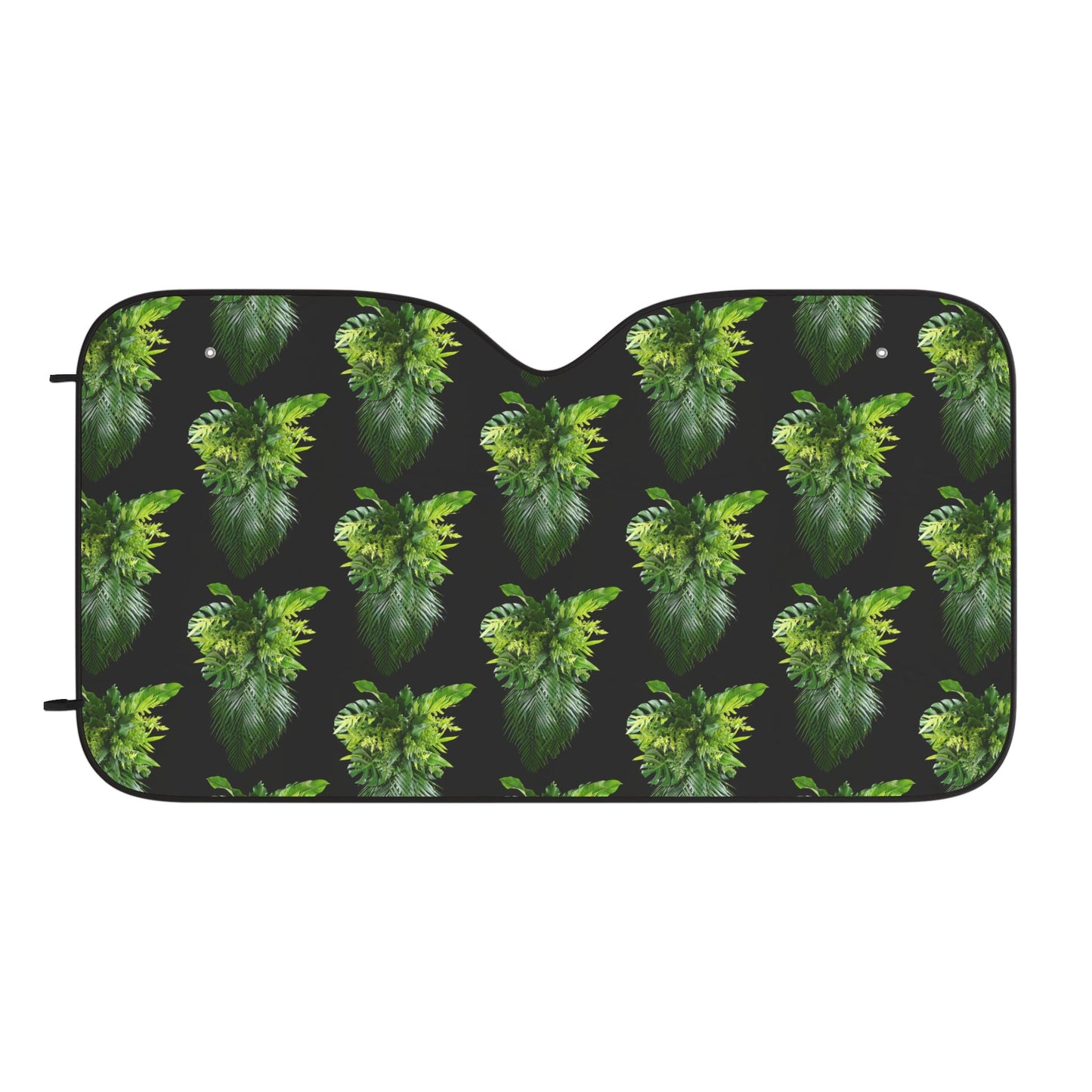 Tropical Car Sun Shades / Palm Fronds Cascade, black