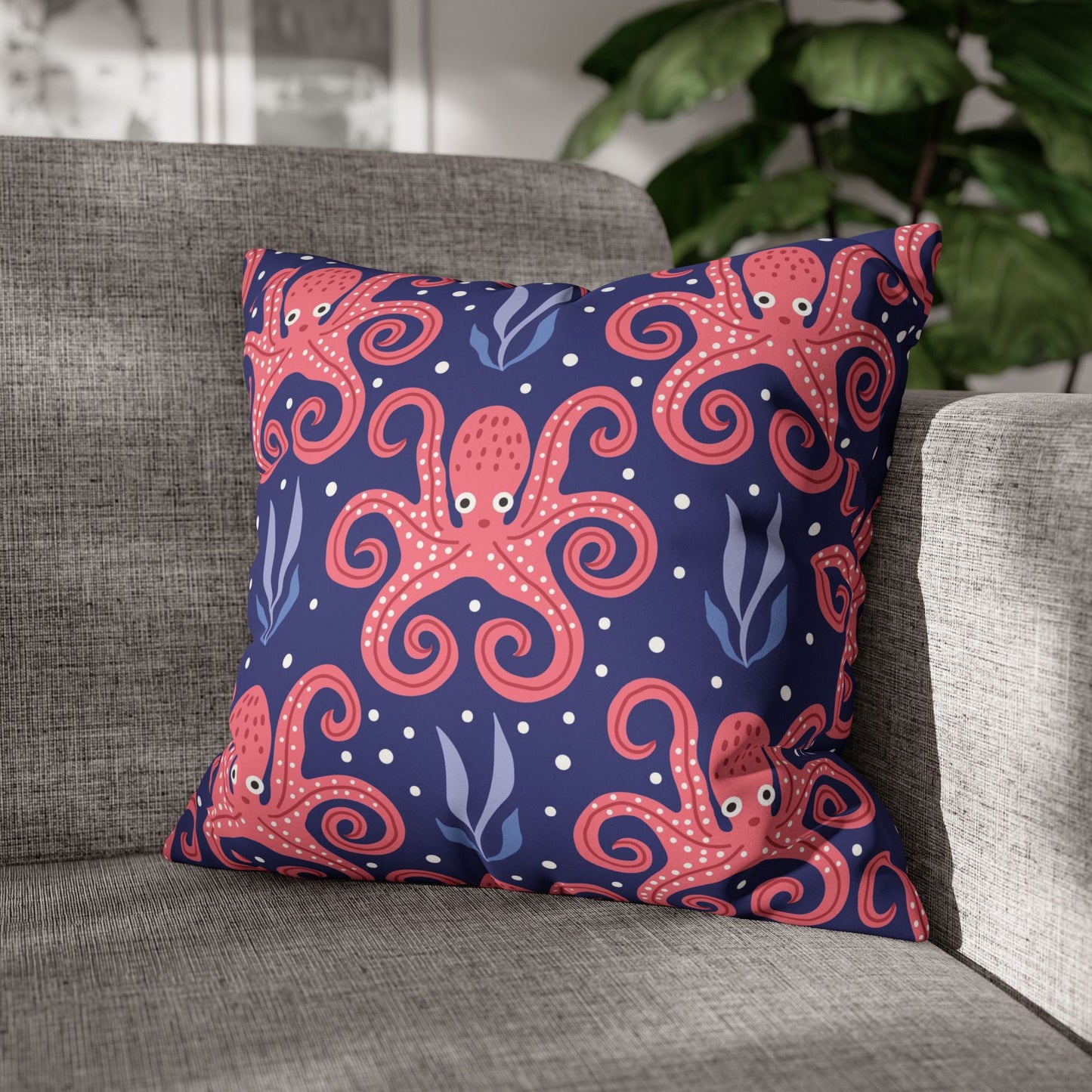 Faux Suede Square Pillowcase - Twisted Tentacle Octopus