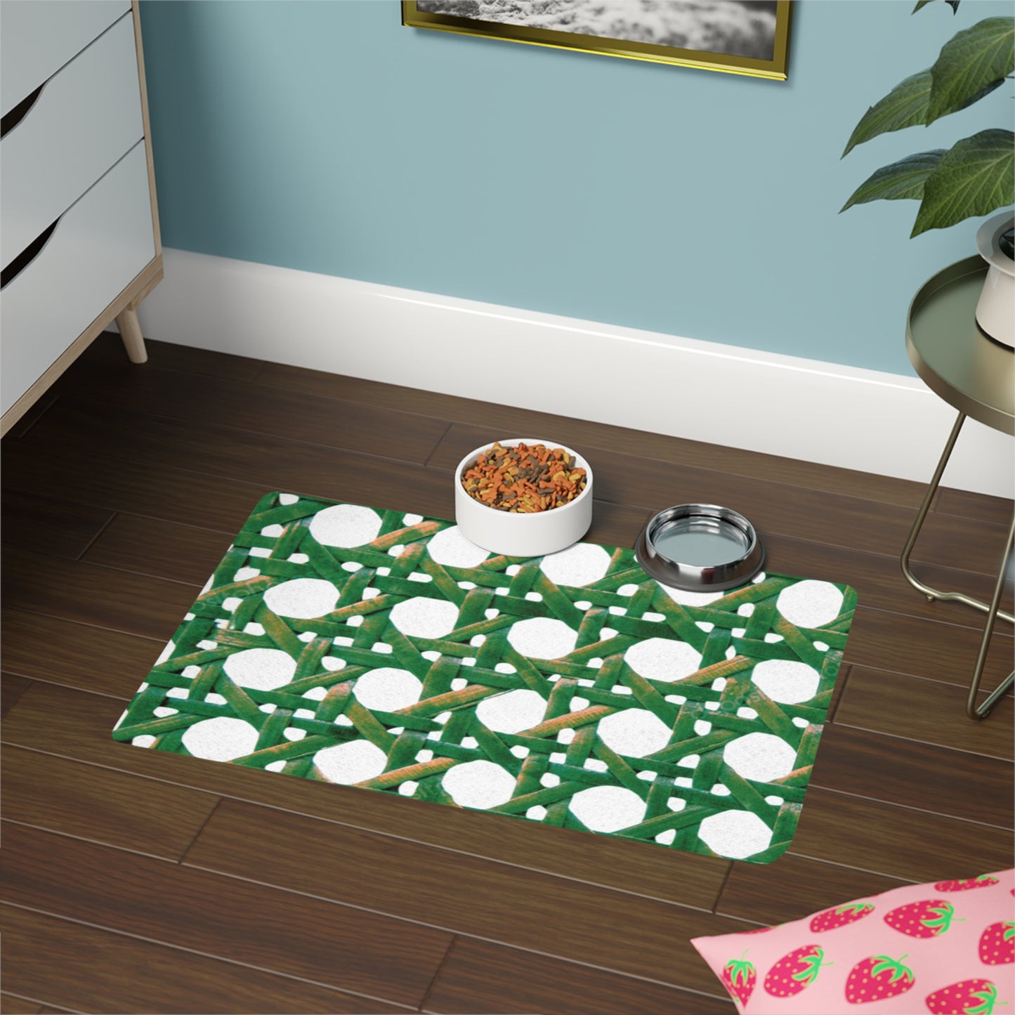 Pet Food Mat (12x18) - Green Beach Chair Wicker