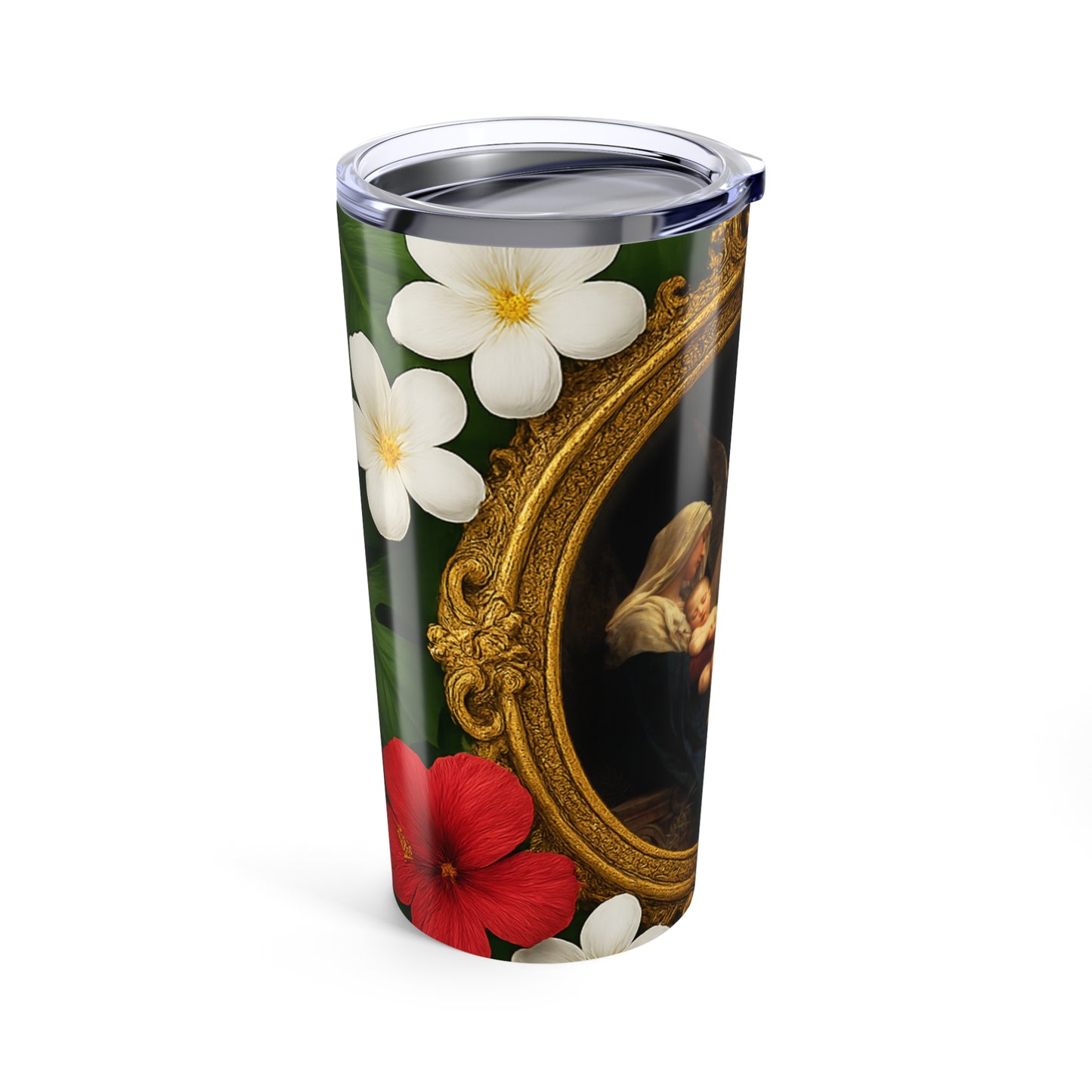 20oz Religious Glossy Tumbler, Stainless Steel / Song of the Angels, Mary & Jesus