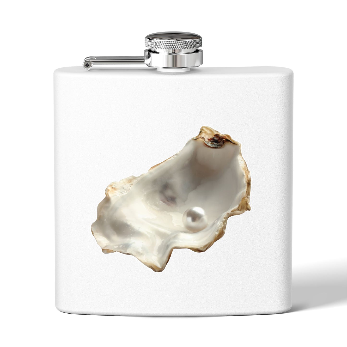 Tropical Stainless Steel 6 oz. Flask, Many Colors  – White Pearl & Shell