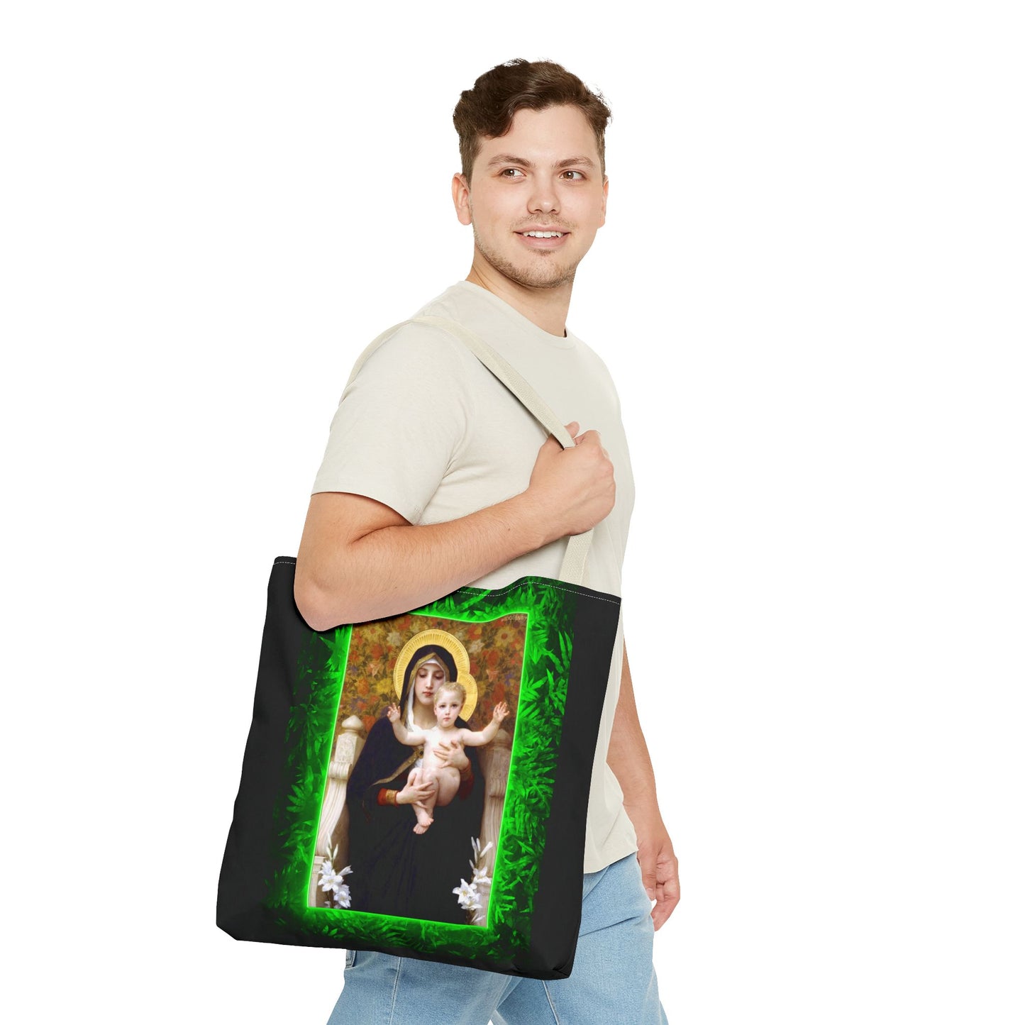 Religious Madonna of the Lilies Tropical Tote Bag - 3 Sizes