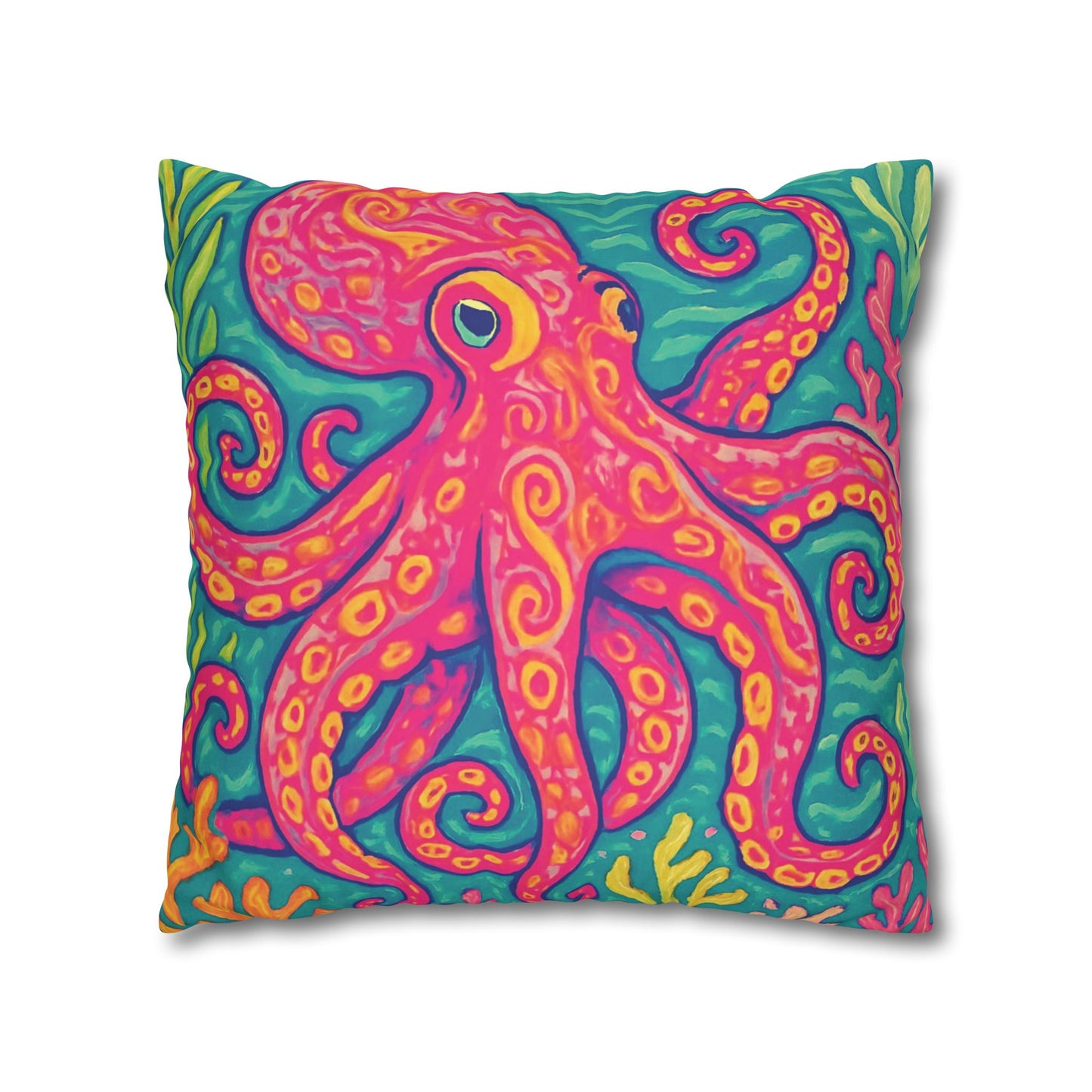 Faux Suede Square Pillowcase - Red Kraken Joe