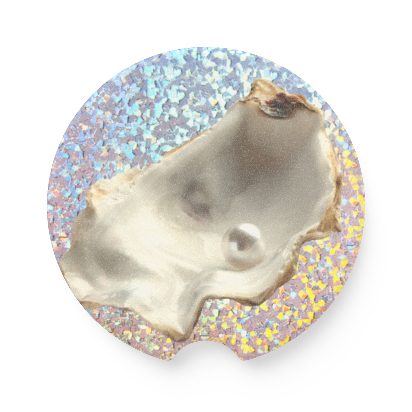 Soapstone Car Coaster - Disco White Pearl Oyster