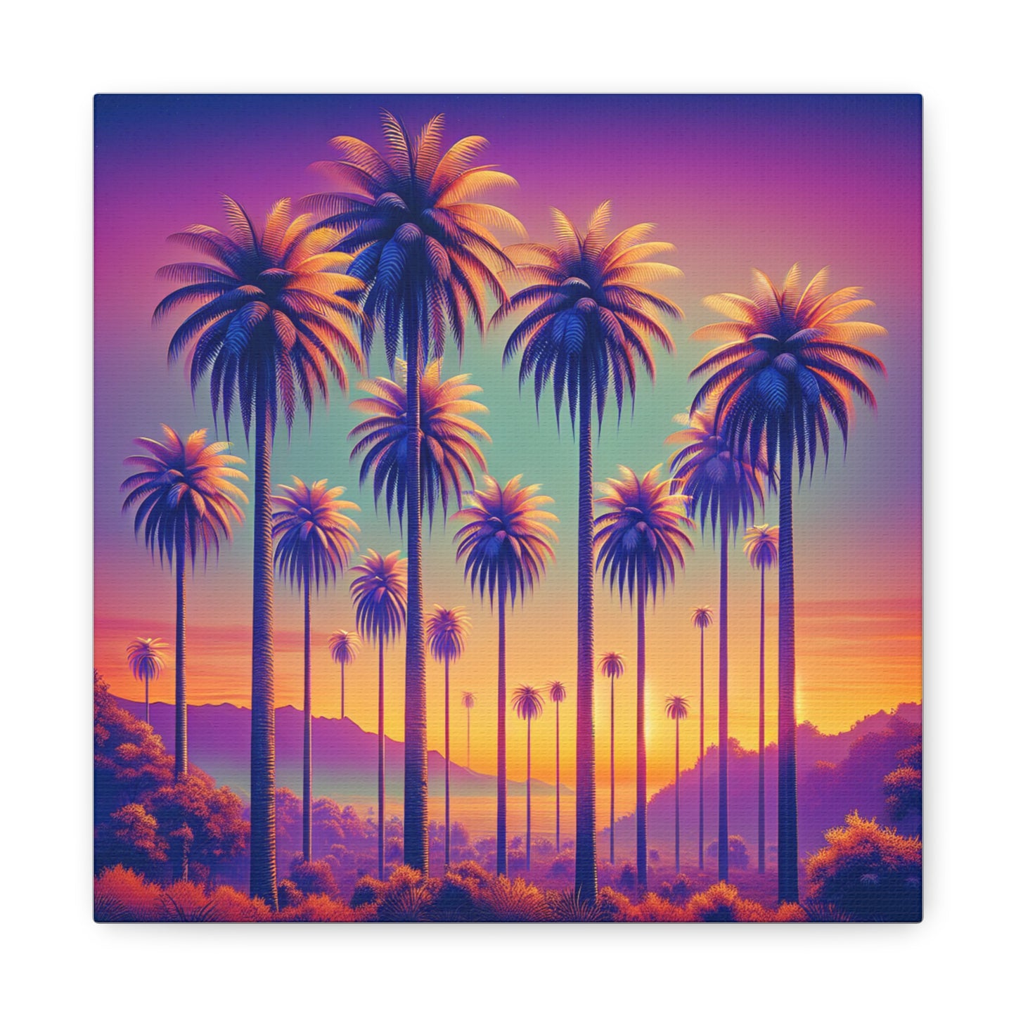 Matte Canvas, Stretched, Various Sizes / Sunset Palms