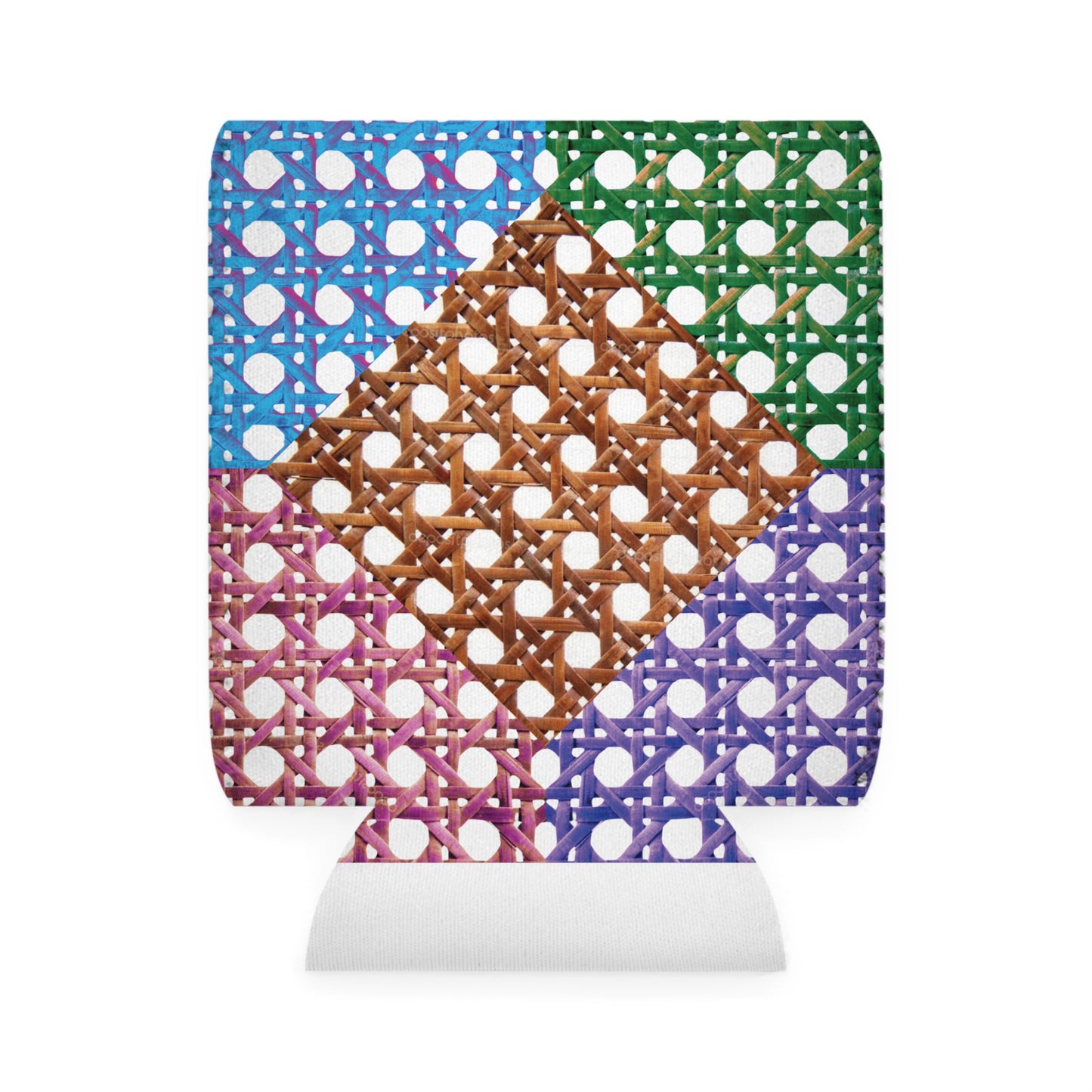 Patchwork Beach Chair Wicker Can Cooler Sleeve - Perfect for Outdoor Picnics