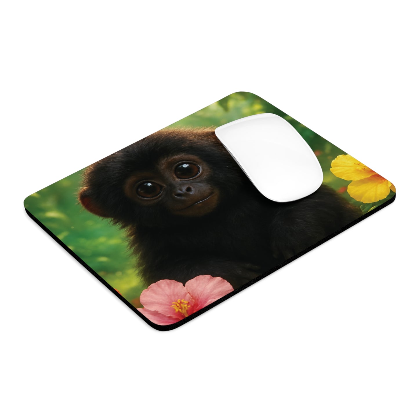Tropical Mouse Pad, 2 Shapes - Beach Vibes for Home Office & Gamer / Baby Black Howler Monkey