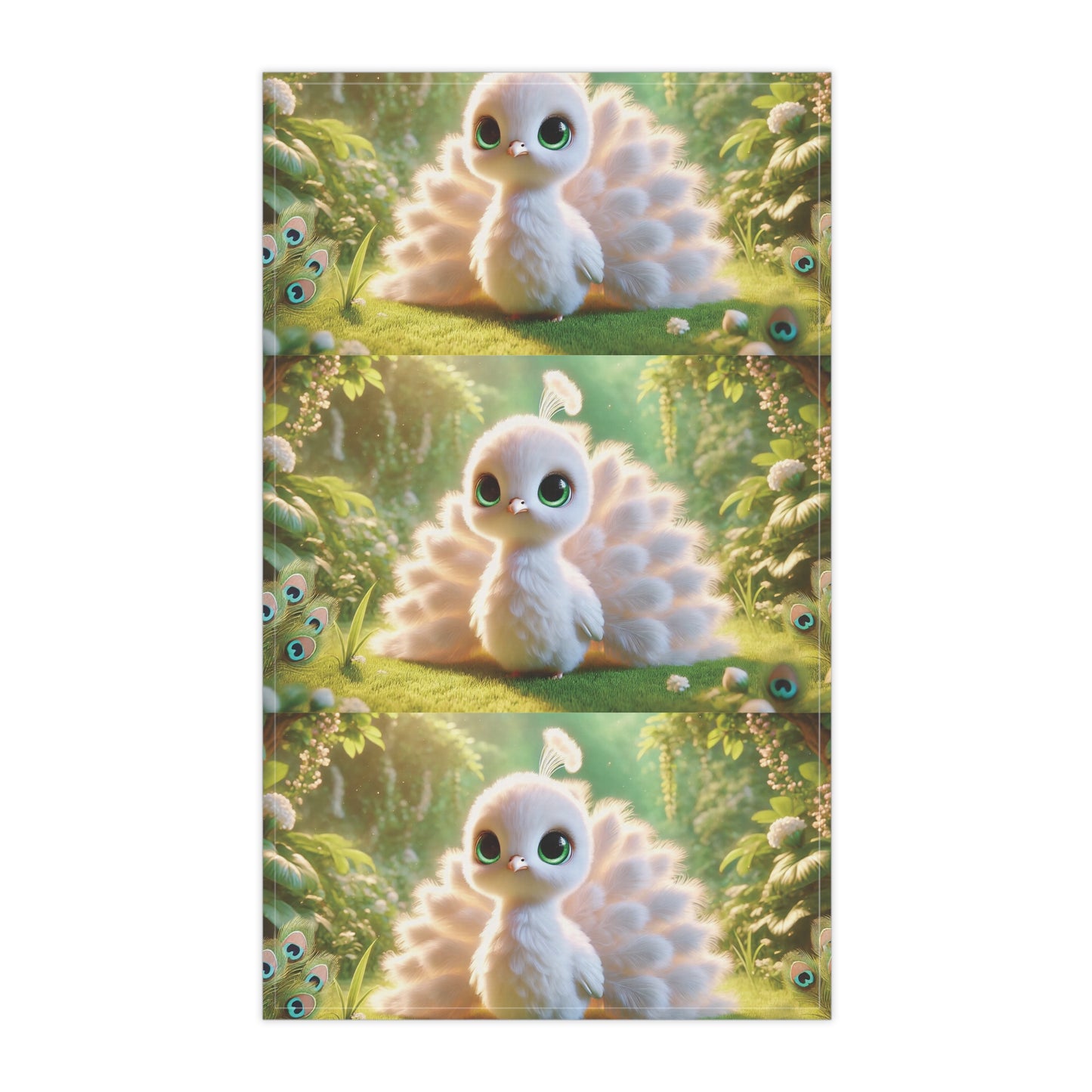 Tropical Tea Towels – Paradise Kitchen Decor / Baby White Peacock, Triplet