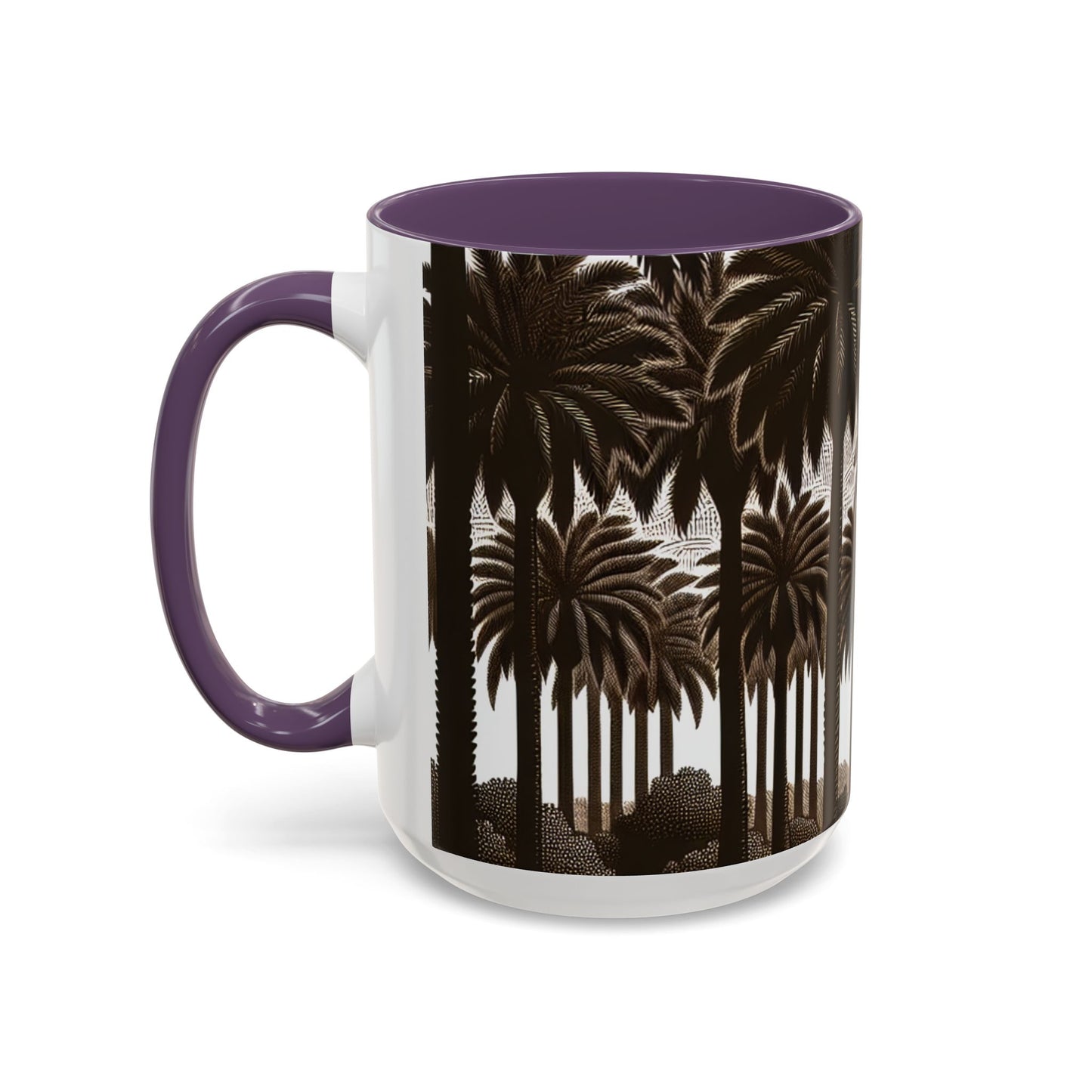 Accent Coffee Mug (11, 15oz) - Woodcut Palm Grove