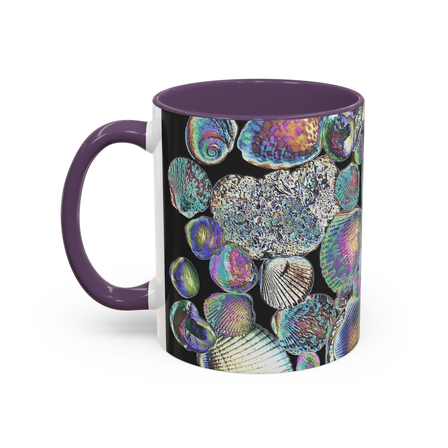 Iridescent Shells Accent Coffee Mug | Unique Sea-Inspired Drinkware / Heatwave Shell Collection