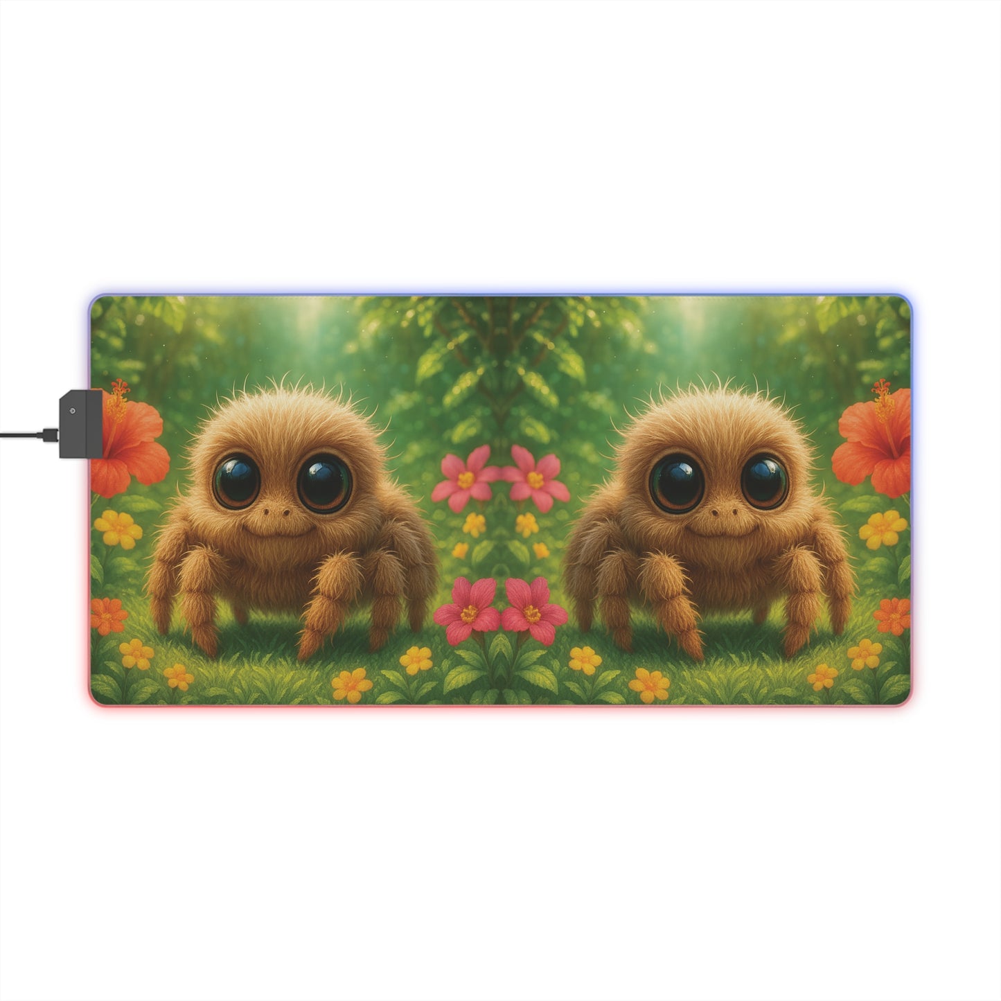 LED Gaming Mouse Pad With Vibrant RGB Lighting, 4 Sizes / Rainforest Baby Spiders